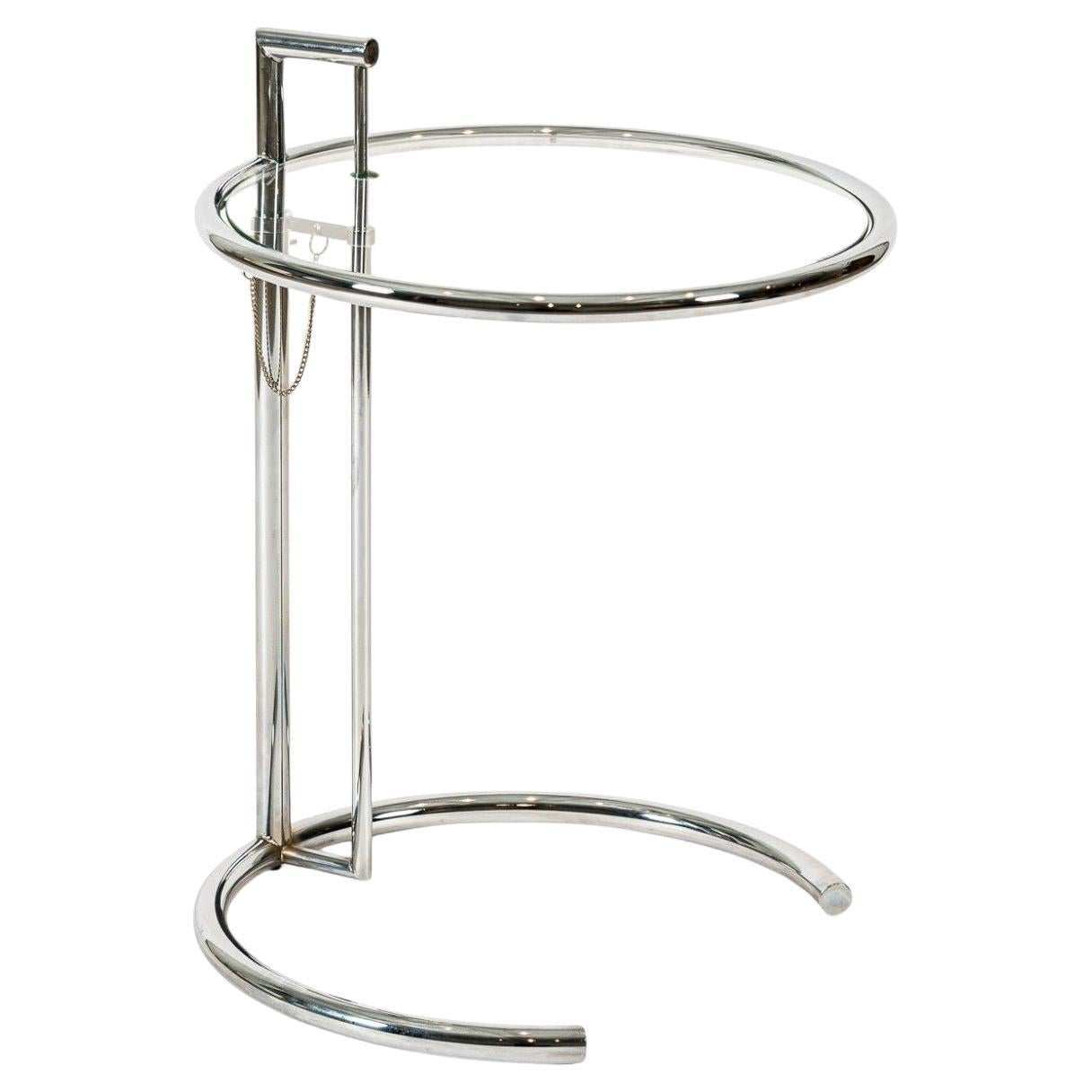 Mid Century Chrome & Glass Side Table by Eileen Gray (attr.)