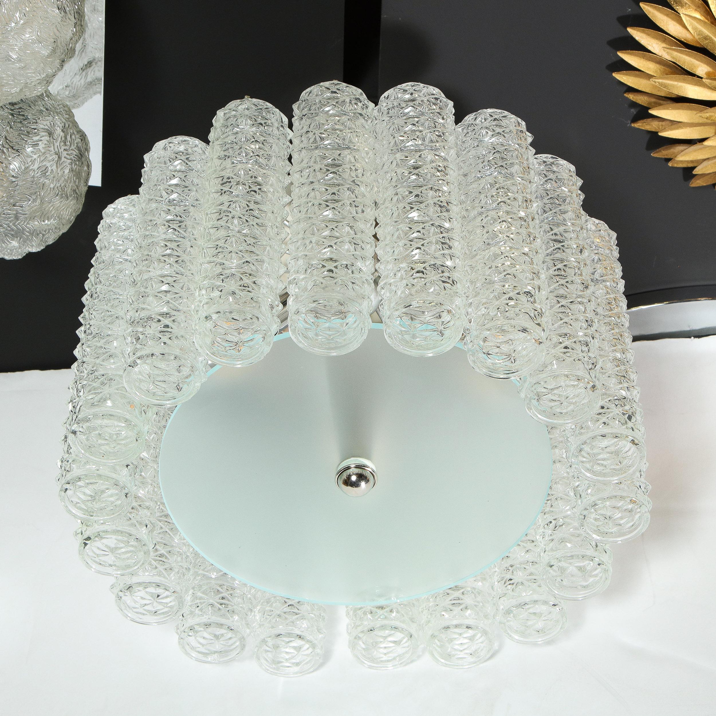 Midcentury Chrome, Hand Blown Translucent and Frosted Murano Glass Chandelier For Sale 2