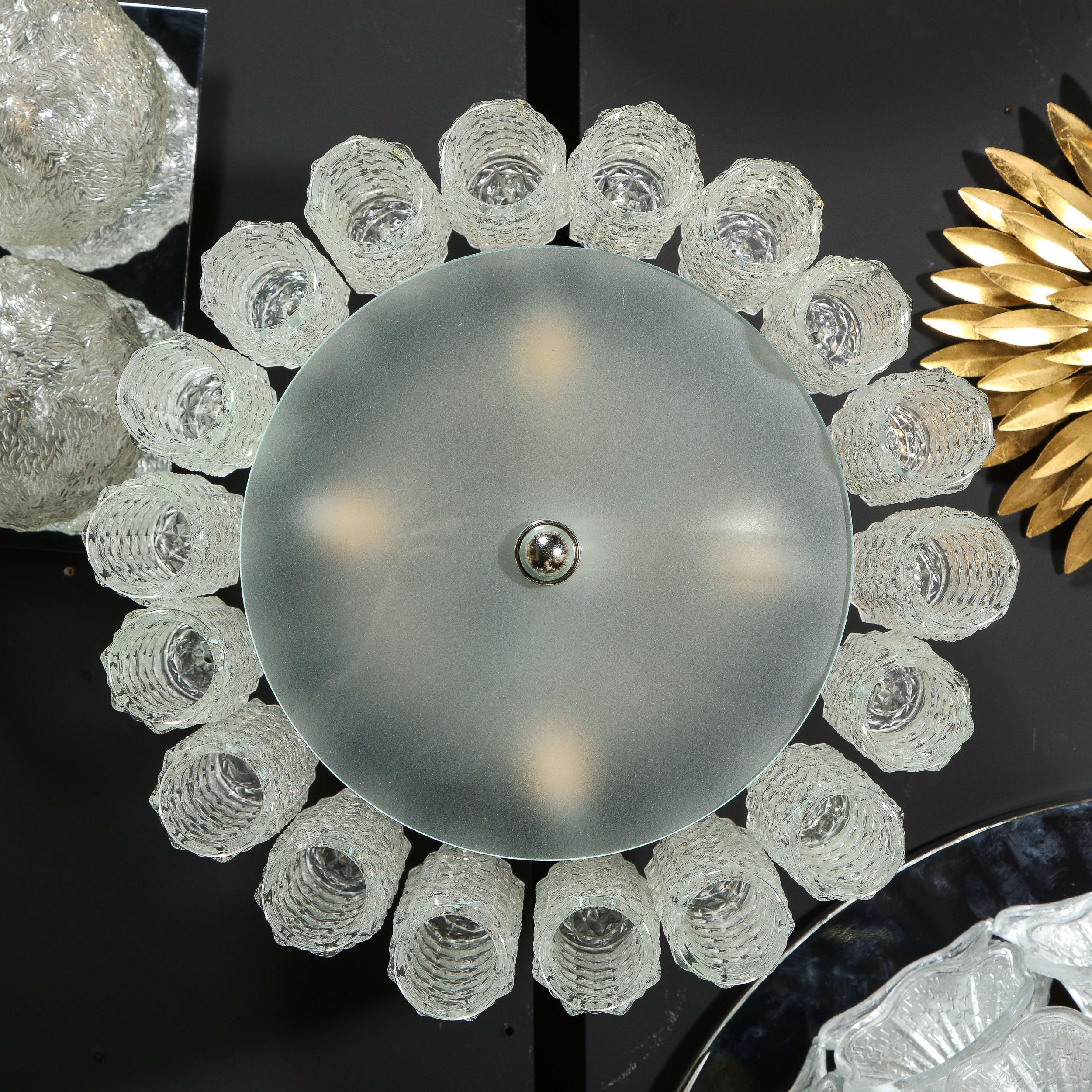 Midcentury Chrome, Hand Blown Translucent and Frosted Murano Glass Chandelier For Sale 6