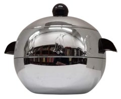 Mid Century Chrome Ice Bucket featuring Penguins