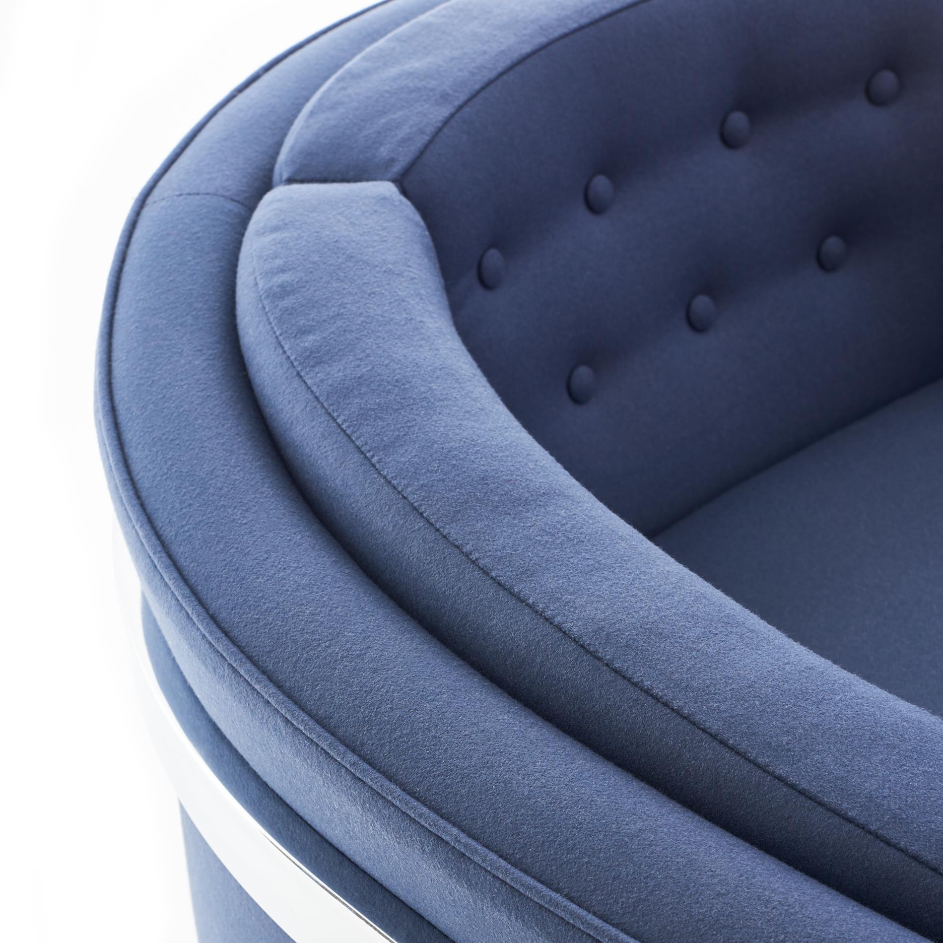 Wool Midcentury Chrome Jules Heumann for Metropolitan Pair Cantilever Lounge Chairs