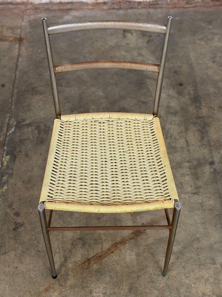 Midcentury Chrome Ladder Back Dining Chair by Gio Ponti For Sale at 1stDibs