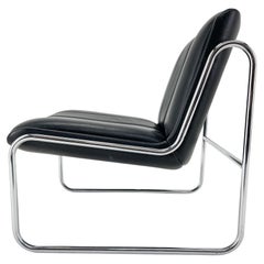 Midcentury Chrome & Leatherette Lounge Chair, Germany