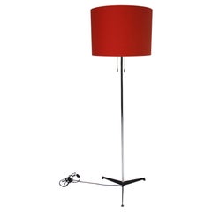 Lampadaire Staff mi-siècle chromé/lin