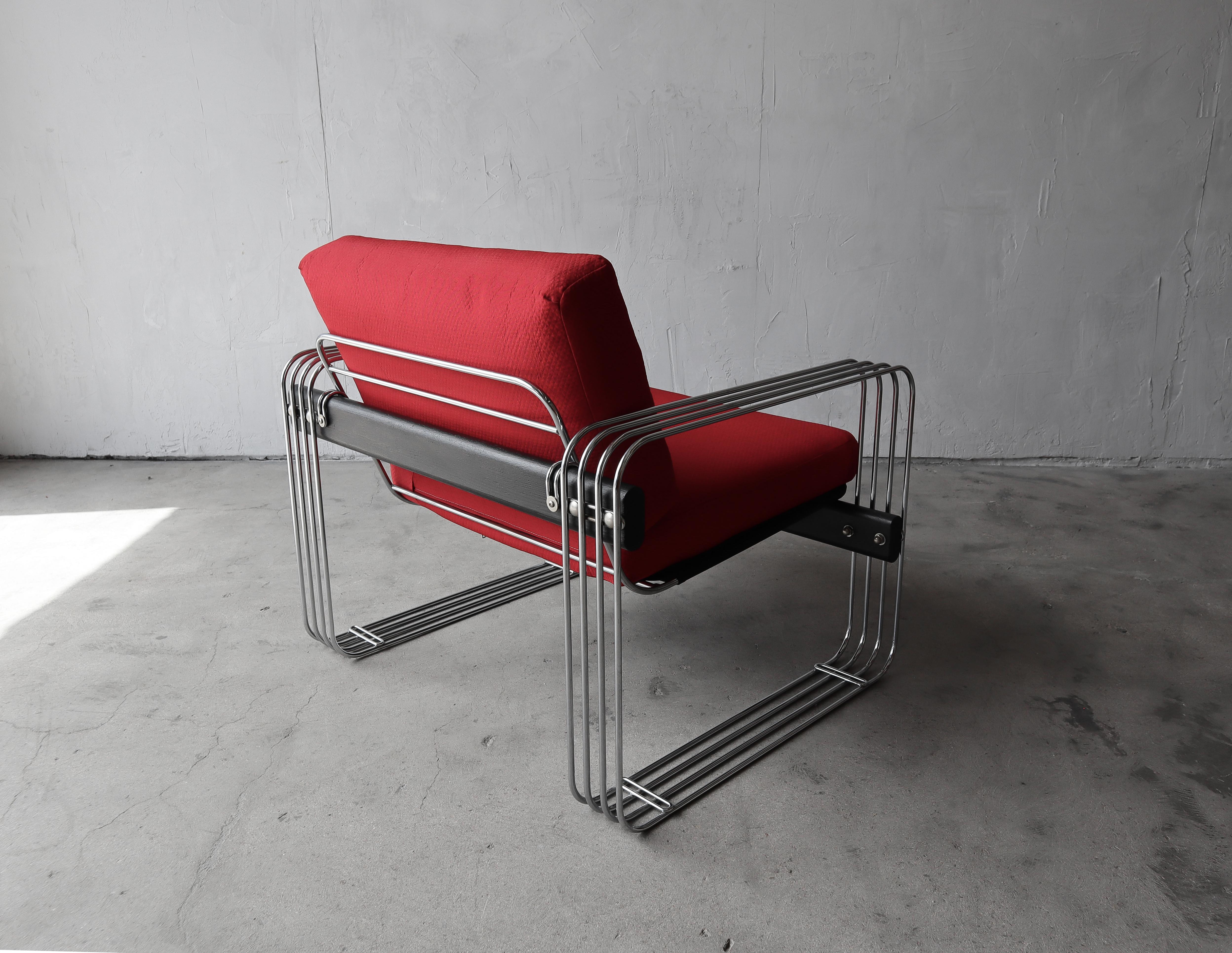 Mid-Century Modern Chrome Lounge Chair by Heinz Meier For Sale