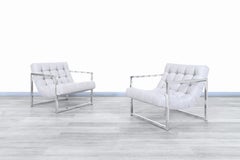 Mid-Century Modern Chrome Lounge Chairs Attributed to Milo Baughman