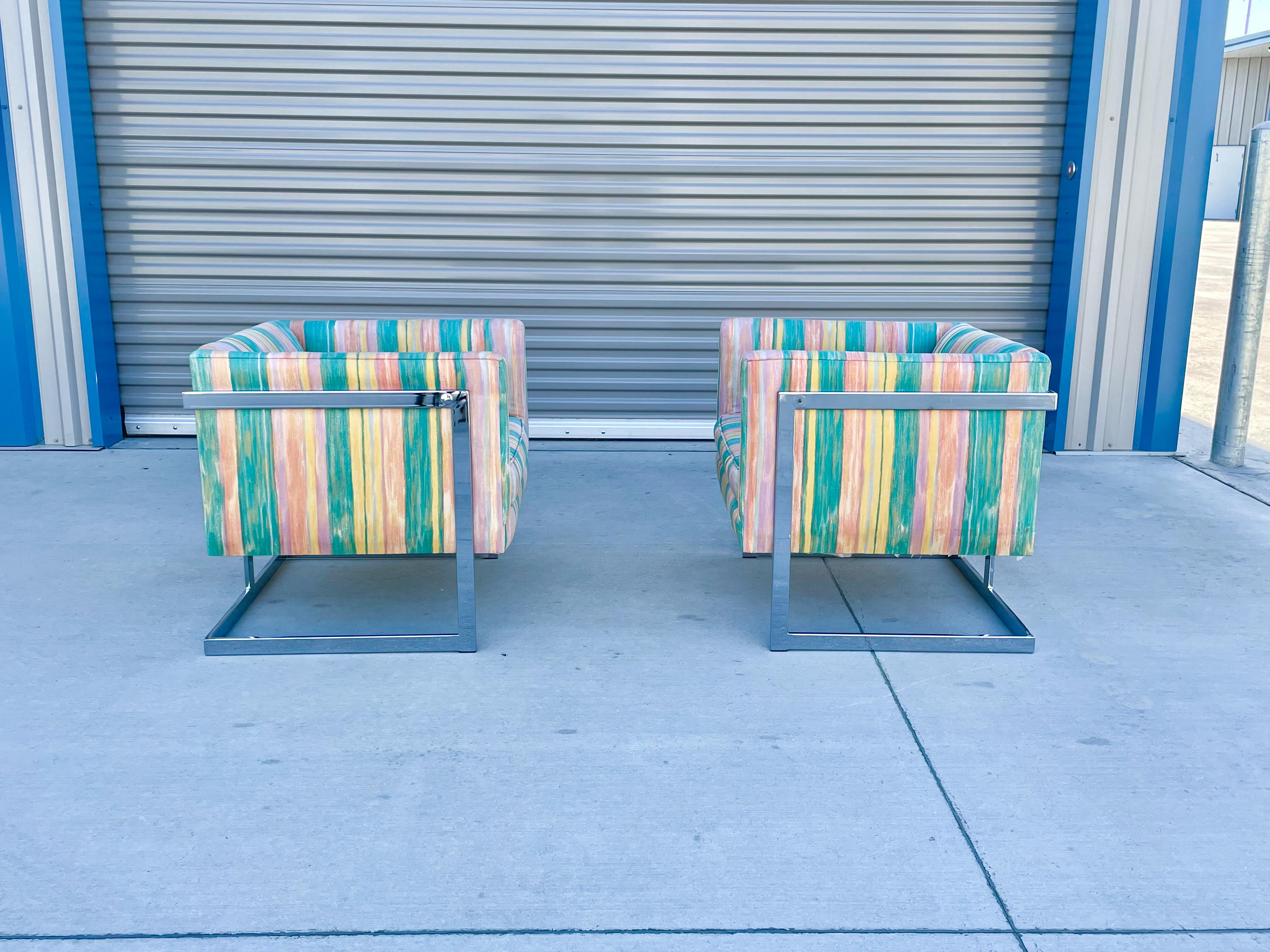 American Midcentury Chrome Lounge Chairs by Milo Baughman For Sale