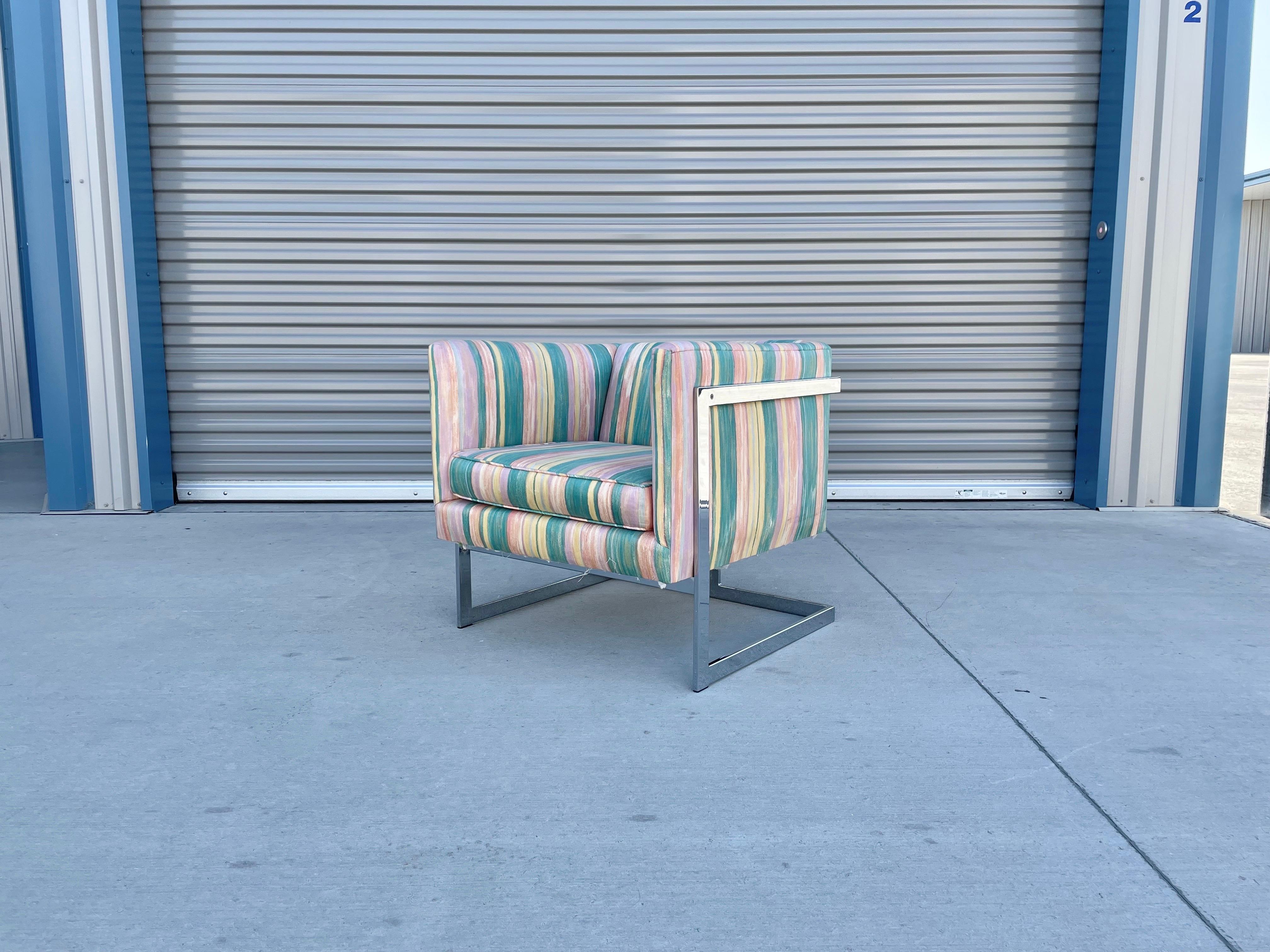 Midcentury Chrome Lounge Chairs by Milo Baughman In Good Condition For Sale In North Hollywood, CA