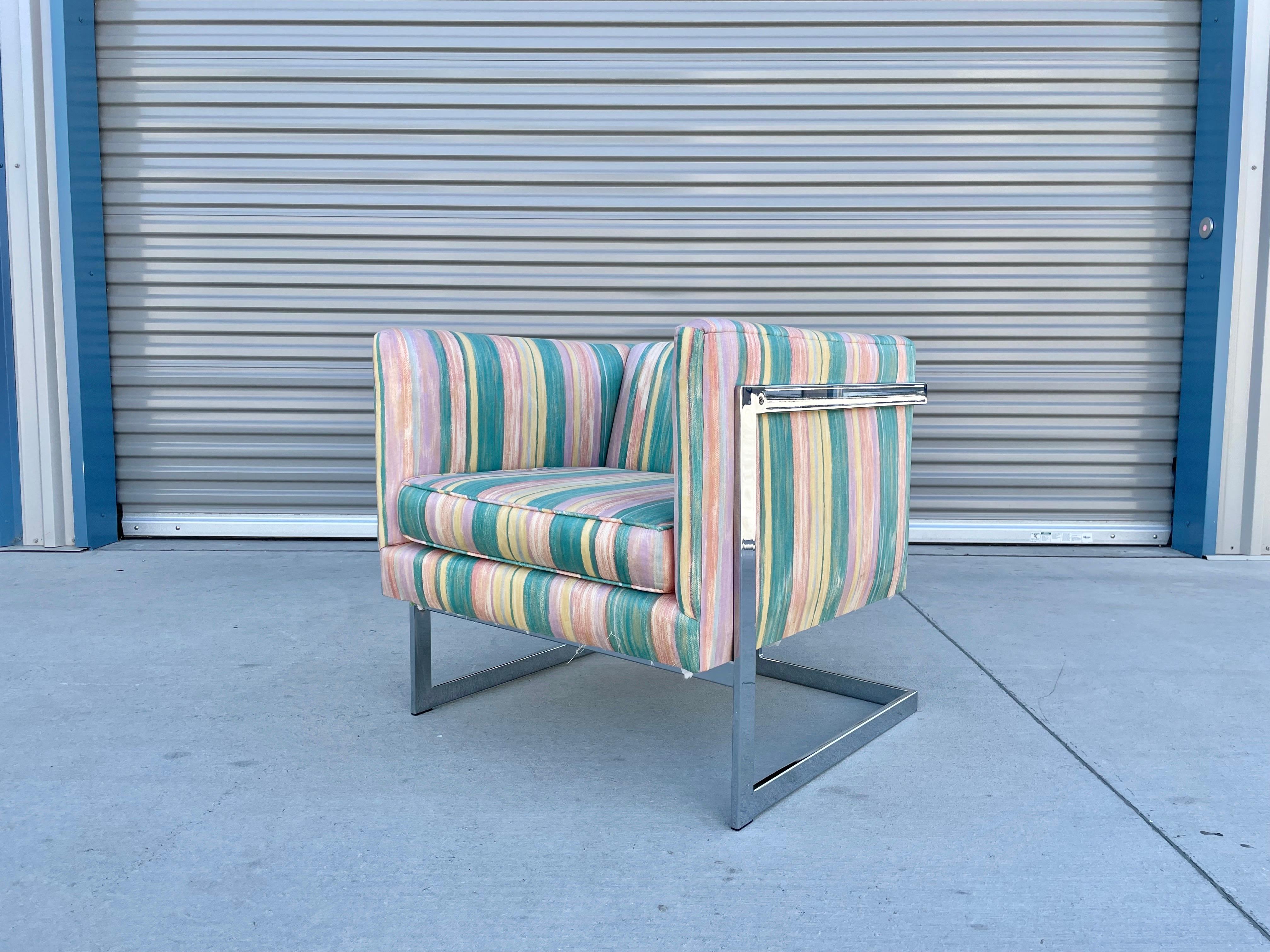 Midcentury Chrome Lounge Chairs by Milo Baughman For Sale 2