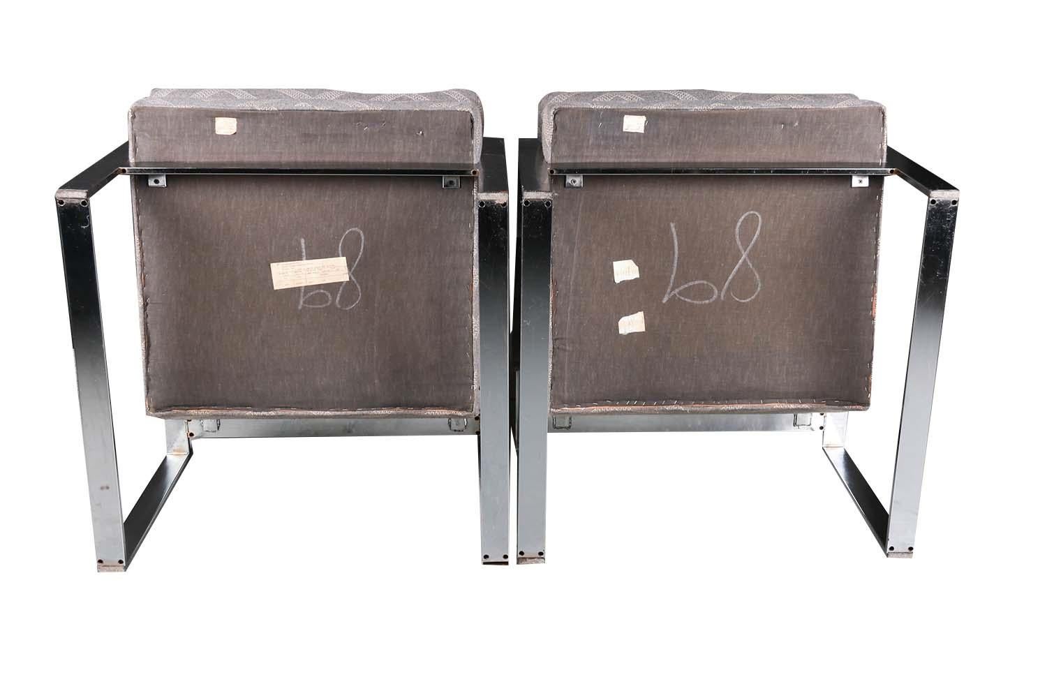 Midcentury Chrome Lounge Chairs Milo Baughman Style Pair For Sale 5