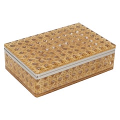 Mid Century Chrom, Lucite und Rattan Klappbox, Italien 1970er