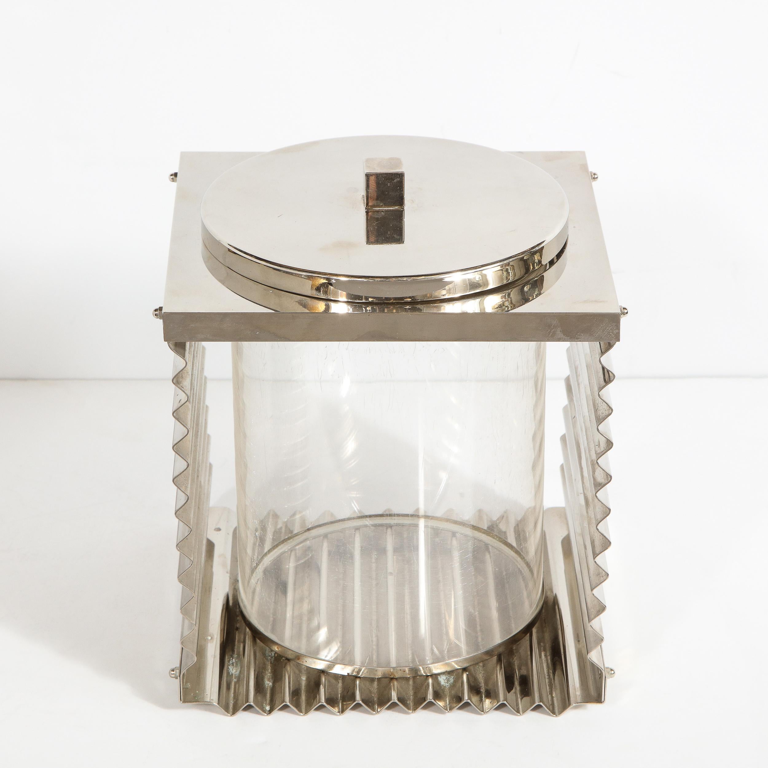 Italian Midcentury Chrome and Lucite Sculptural Ice Bucket by Montagnani of Firenze