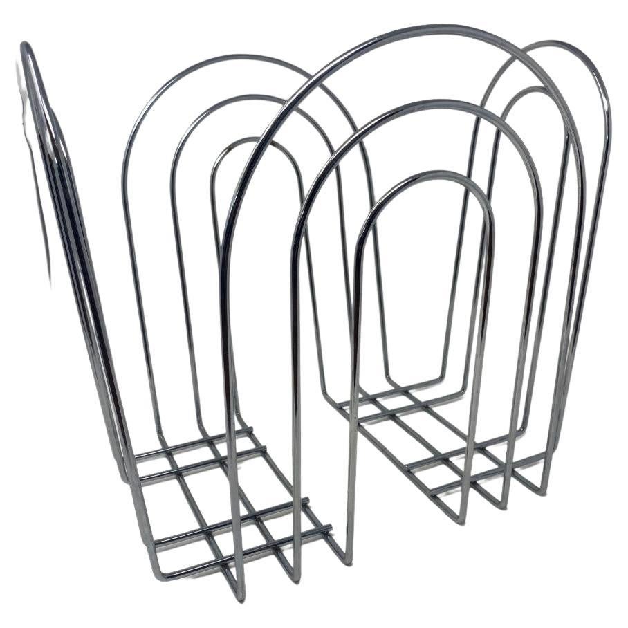 Mid-Century Chrome Magazine Rack in the style of Willi Glaeser for TMP For Sale