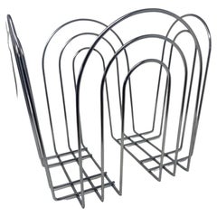 Mid-Century Chrome Magazine Rack in the style of Willi Glaeser for TMP