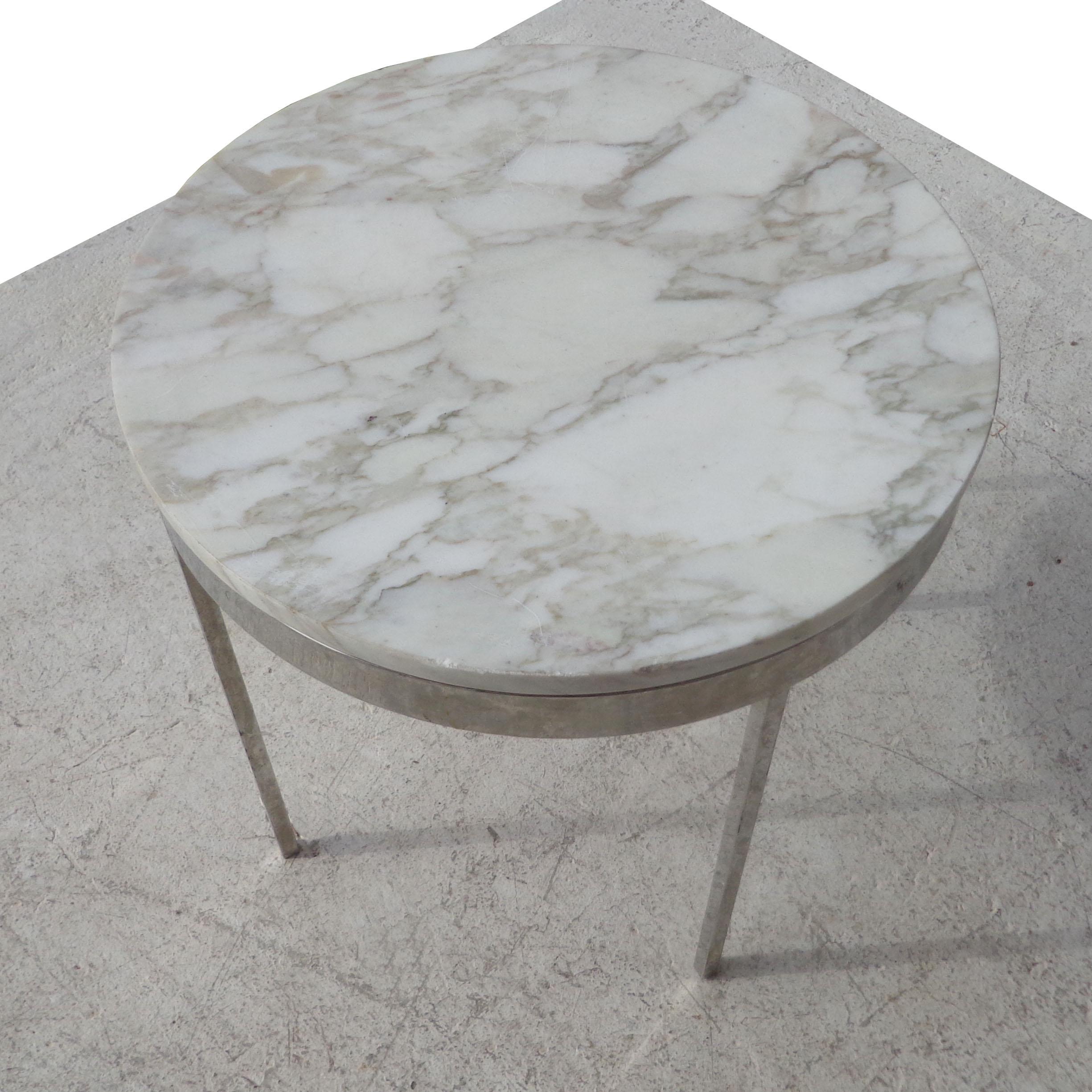 Mid-Century Modern Mid Century Chrome Marble Side Table in the Style of Nico Zographos For Sale
