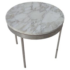 Mid Century Chrome Marble Side Table in the Style of Nico Zographos