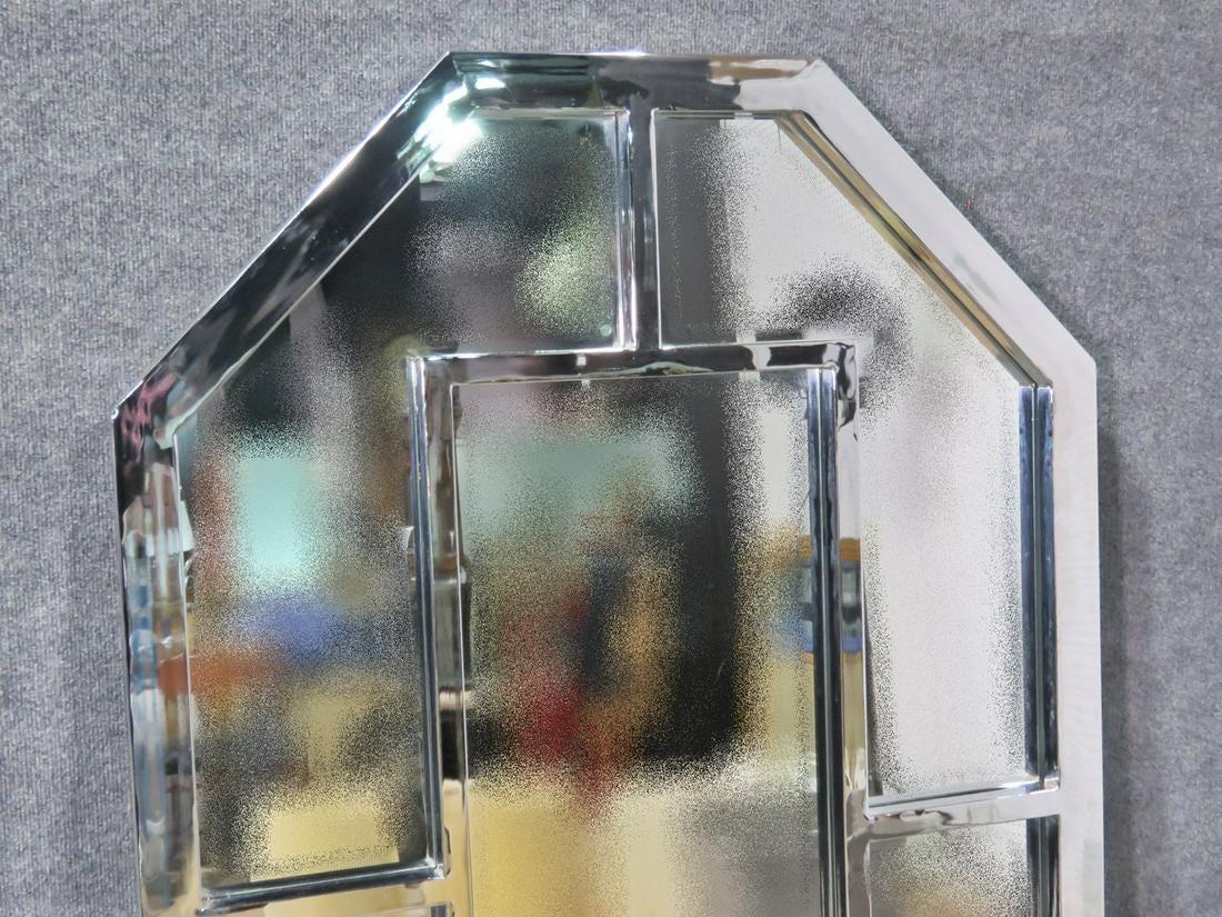 Mid-Century Modern Mid-Century Chrome Mirror in the Style of Milo Baughman