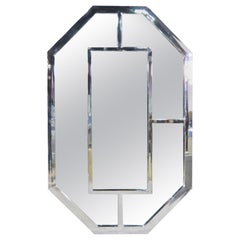 Mid-Century Chrome Mirror in the Style of Milo Baughman