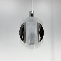 Mid-century Chrome & Murano Glass Chandelier, Italy