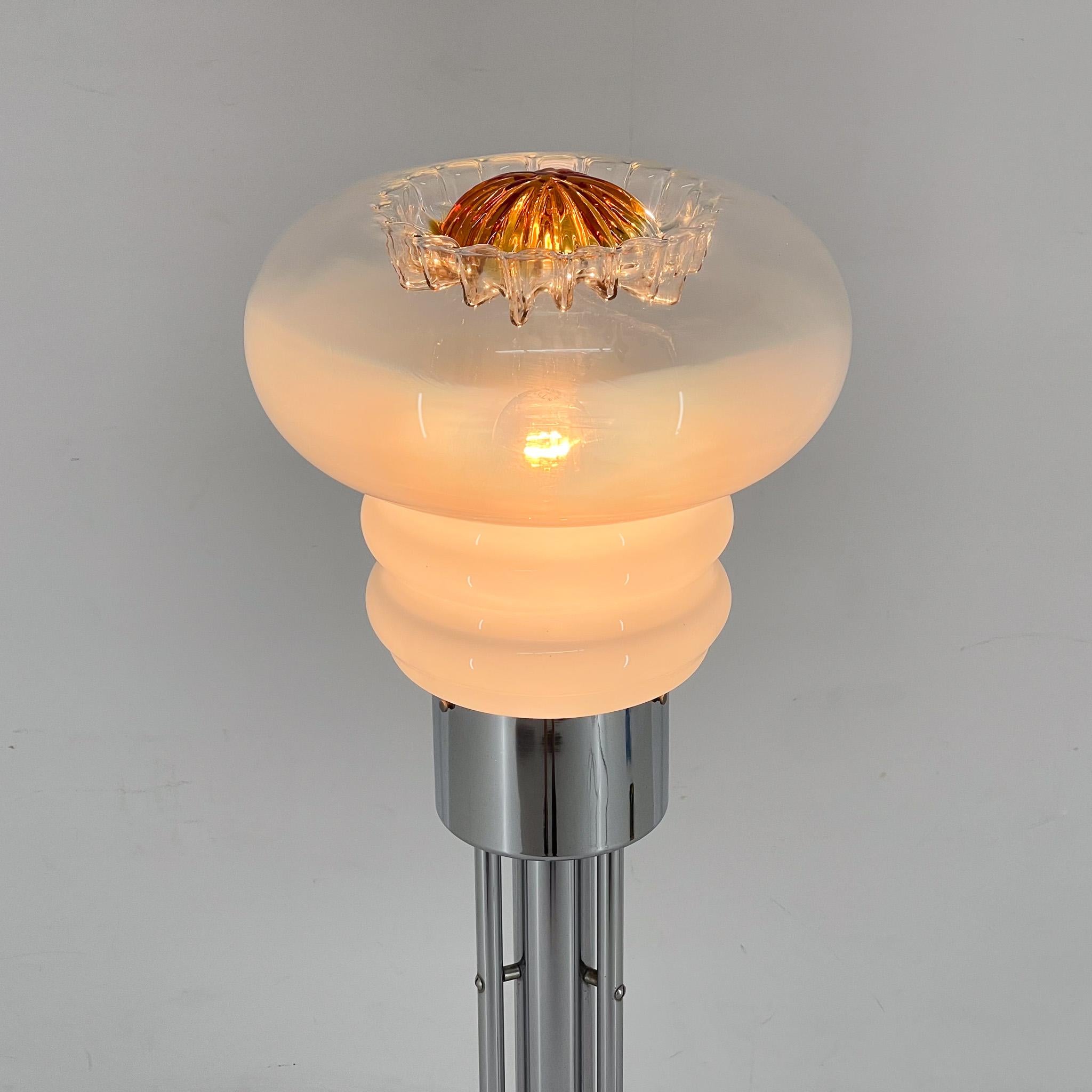 Mid-Century Chrome & Murano Glass Floor Lamp, Italy, 1970's For Sale 4