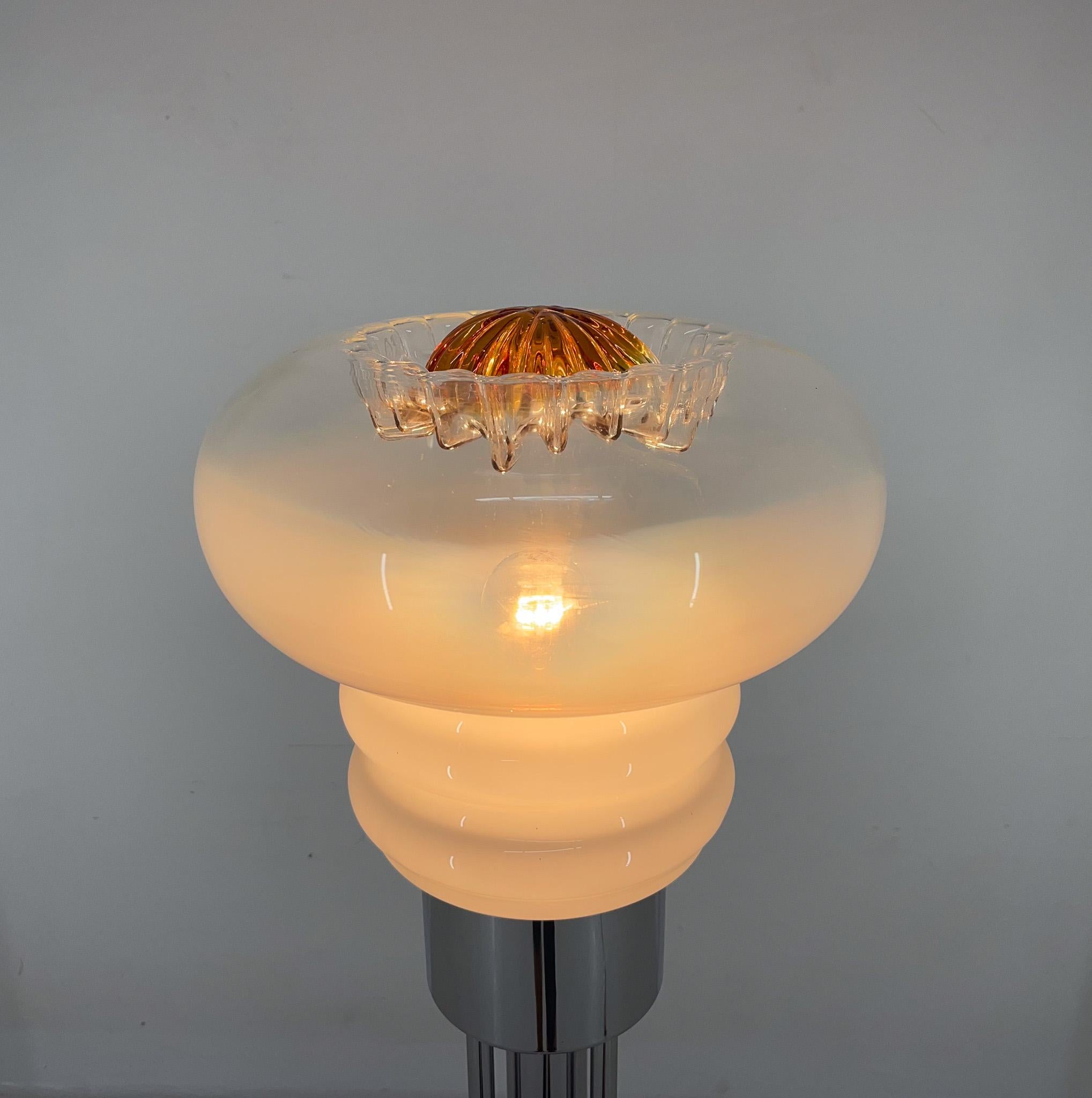 Mid-Century Chrome & Murano Glass Floor Lamp, Italy, 1970's For Sale 5