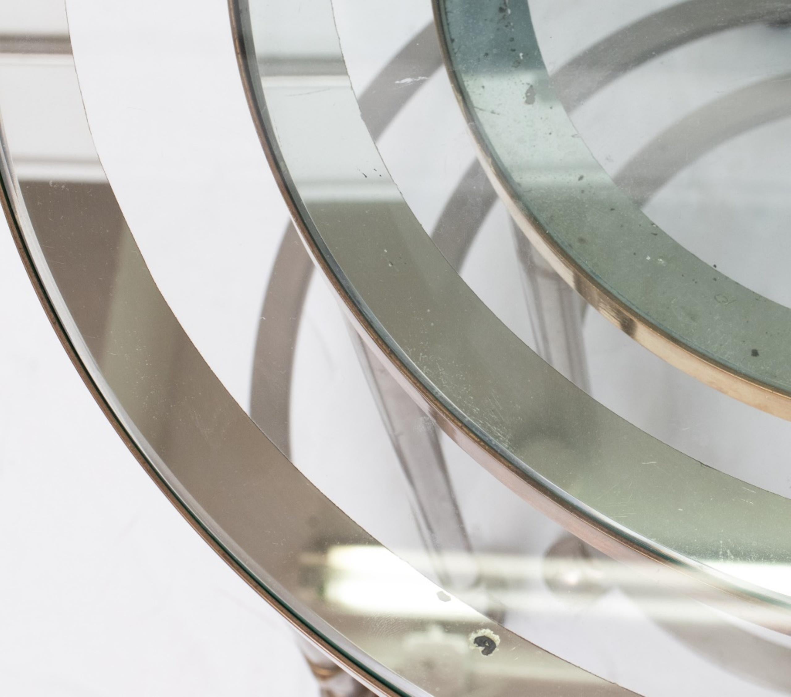 Mid Century Chrome Nesting Tables, 3 In Good Condition For Sale In Astoria, NY