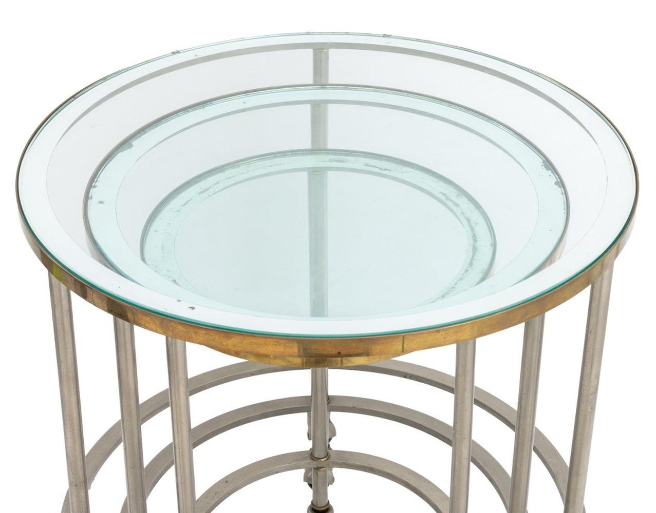 Mid Century Chrome Nesting Tables, 3 In Good Condition For Sale In Astoria, NY