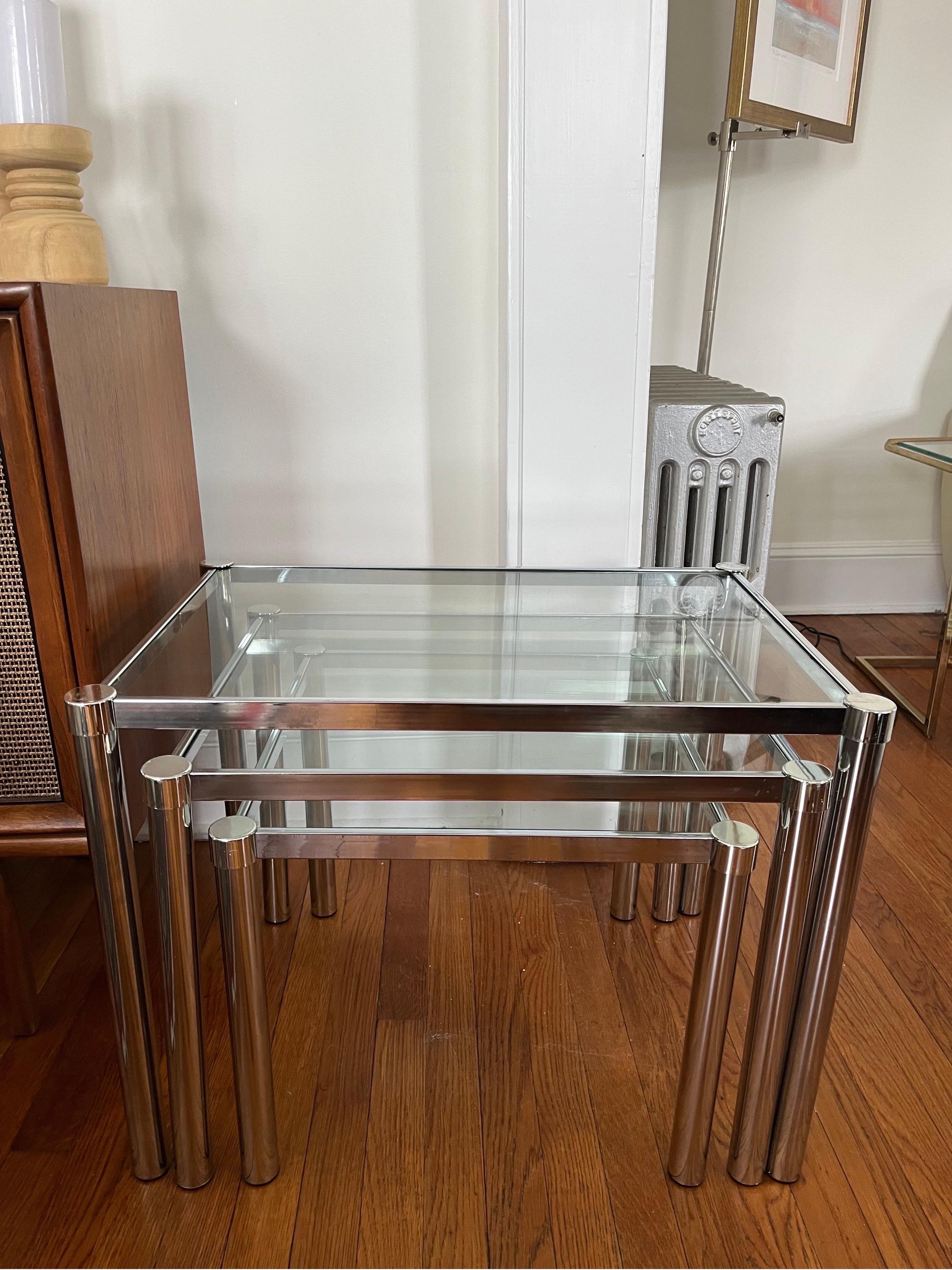 North American Mid Century Chrome Nesting Tables For Sale