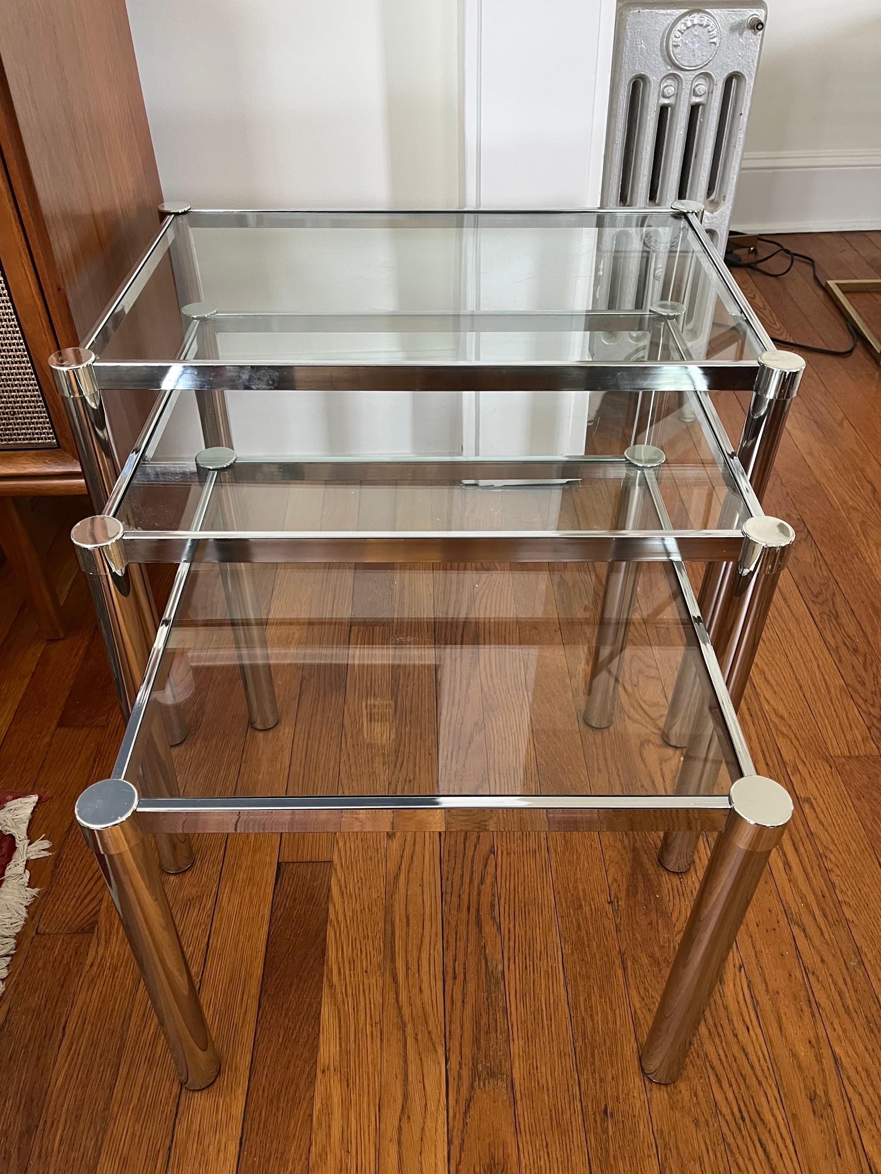 20th Century Mid Century Chrome Nesting Tables For Sale