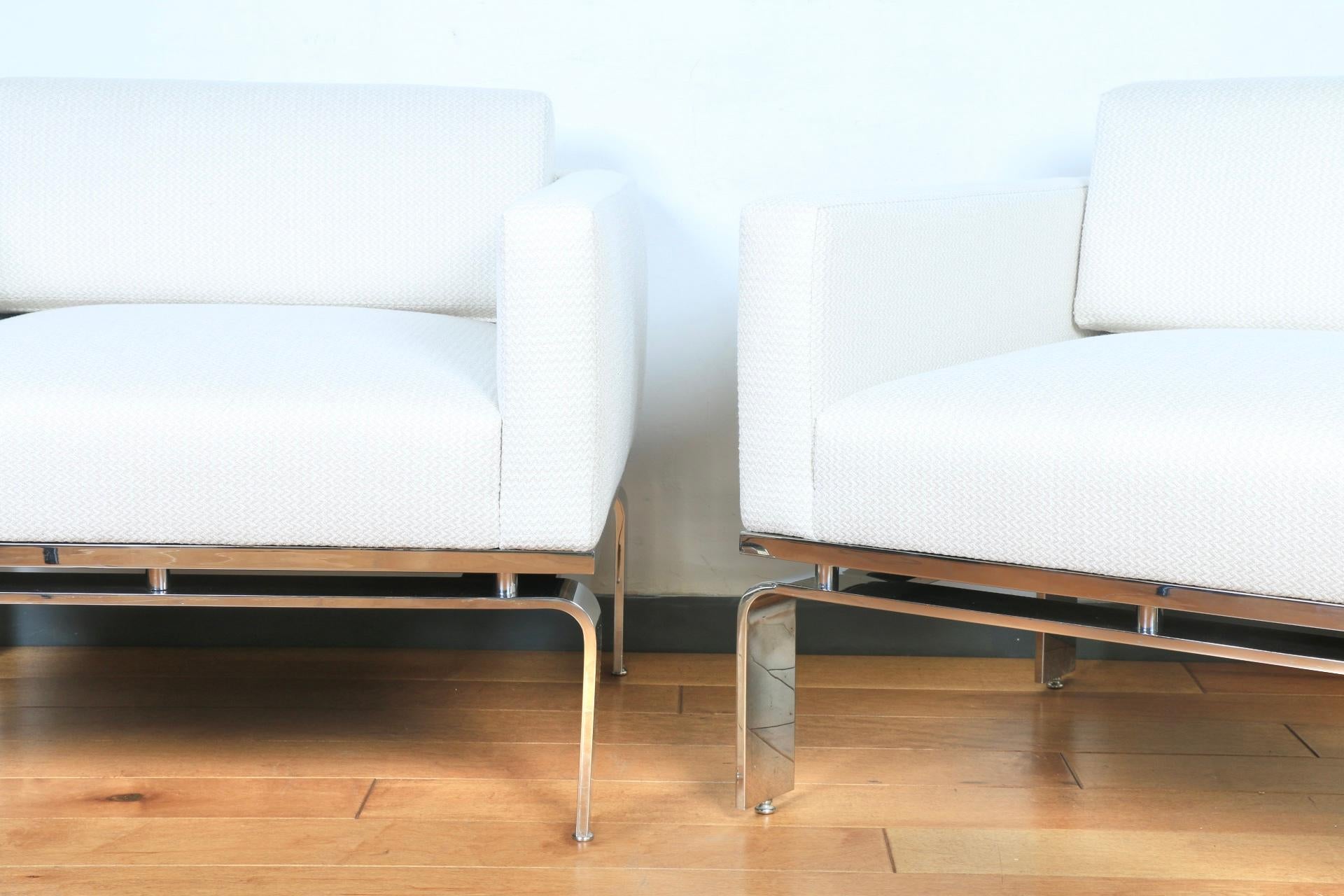 American Mid Century Chrome Pair of Lounge Chairs