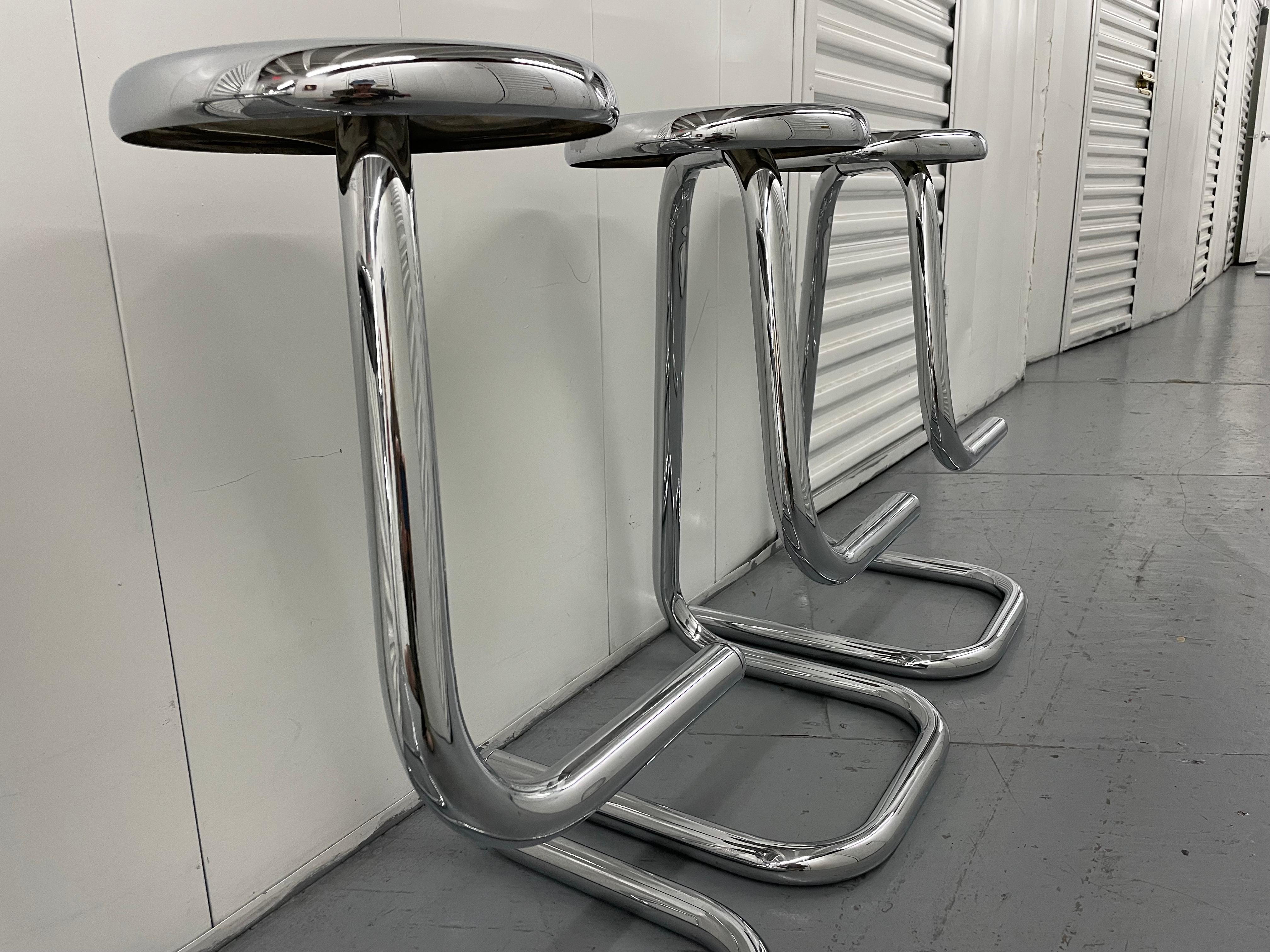 Mid Century Chrome Paperclip Bar Stools by Kinetics – Set of 4 For Sale 2