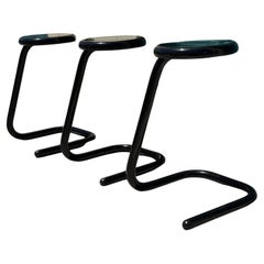 Mid Century Chrome Paperclip Stools by Kinetics – Set of 3