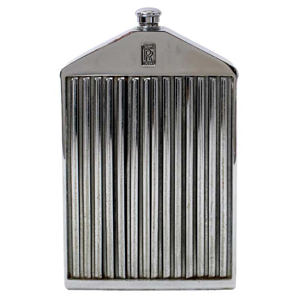 Mid-Century Chrome Plate over Rolls Royce Radiator Grill with Decanter ...