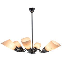 Lustre à 6 flammes en métal chromé du milieu du siècle par Instala Decin, années 1950