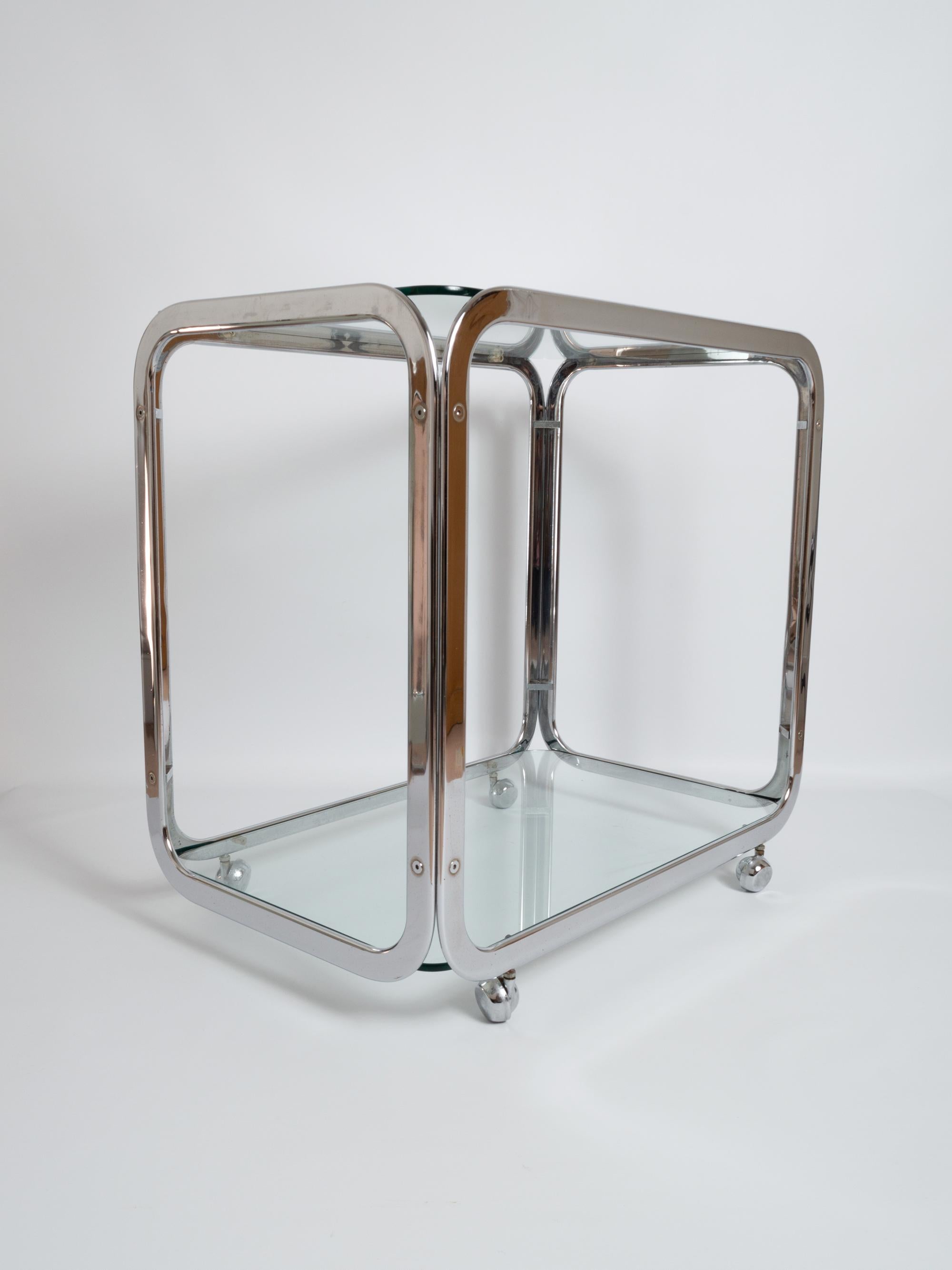 Late 20th Century Midcentury Chrome-Plated Bar Cart Drinks Trolley, Italy, circa 1970