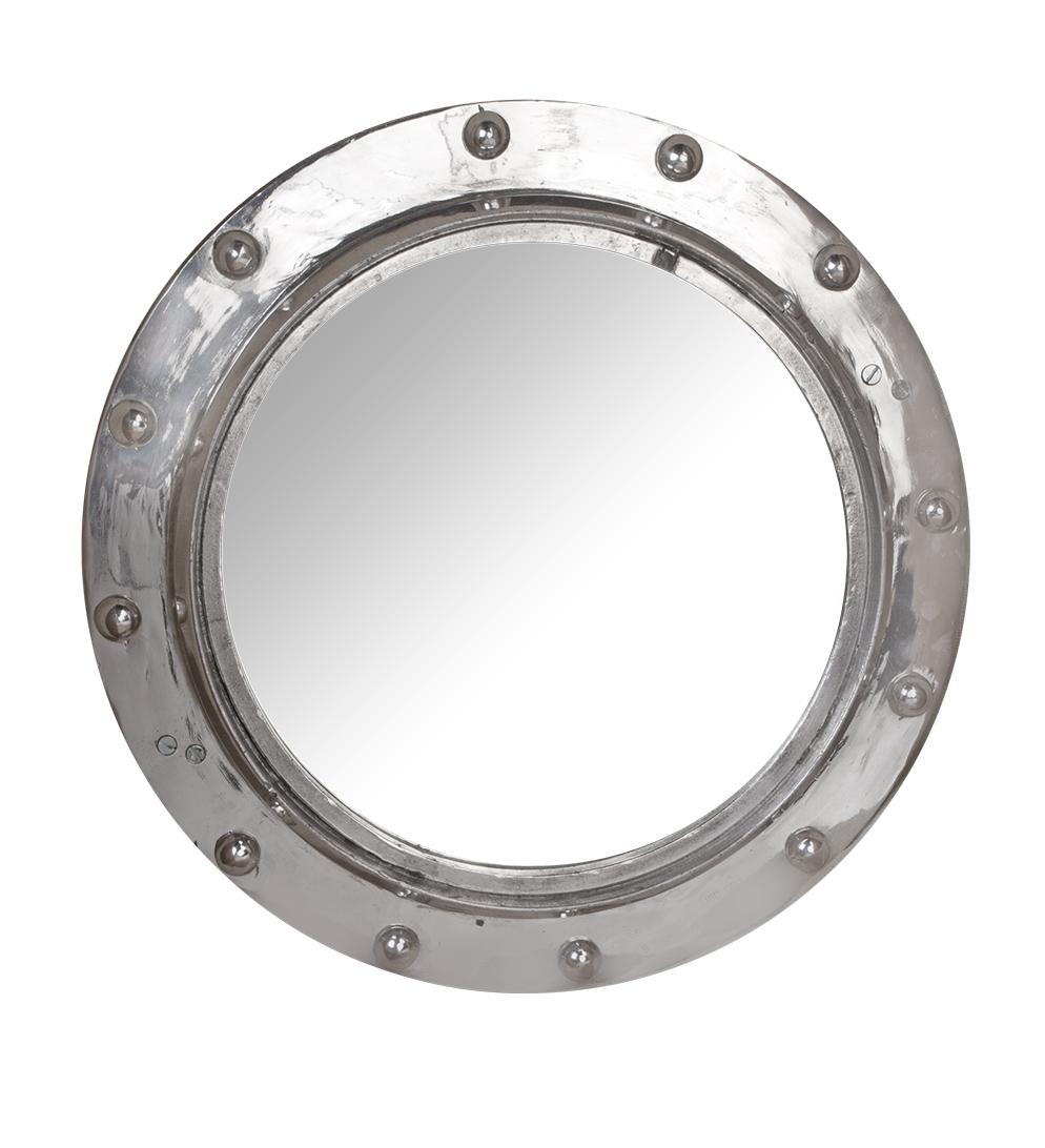 20th Century Midcentury Chrome Porthole Converted to Mirror with Bevelled Glass