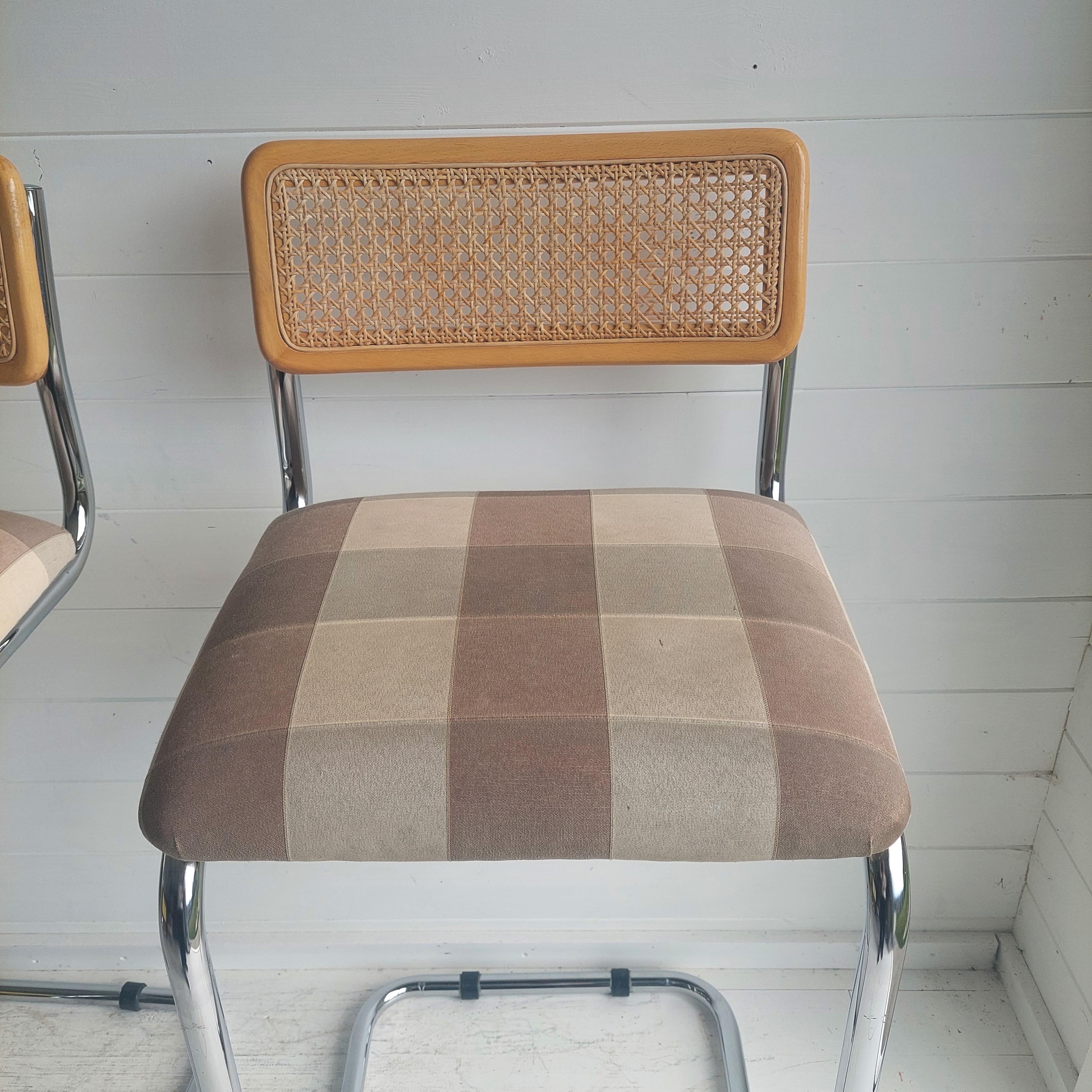 Mid Century Chrome Rattan Marcel Breuer Cesca Style S32 High Bar Stools, 70/80s 6