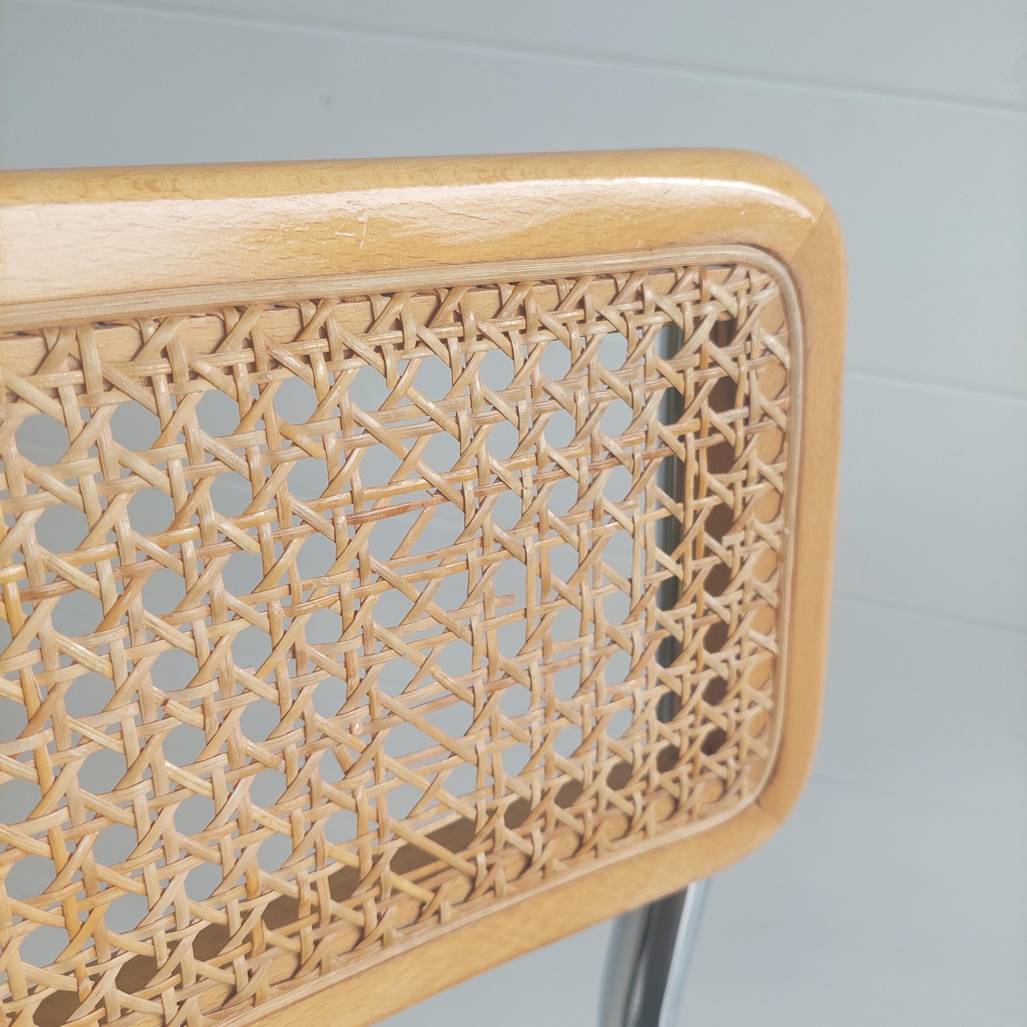 Mid Century Chrome Rattan Marcel Breuer Cesca Style S32 High Bar Stools, 70/80s 12