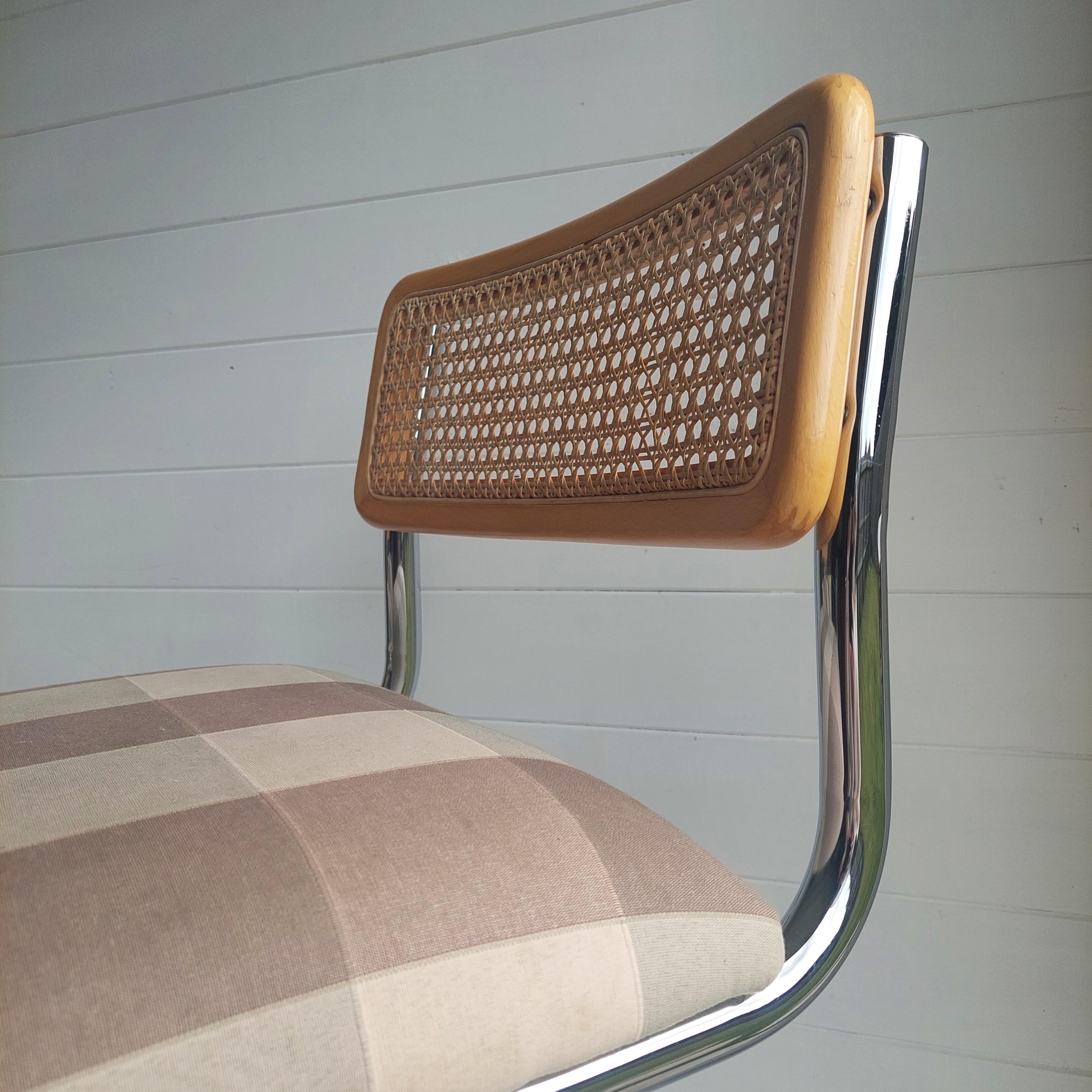 20th Century Mid Century Chrome Rattan Marcel Breuer Cesca Style S32 High Bar Stools, 70/80s