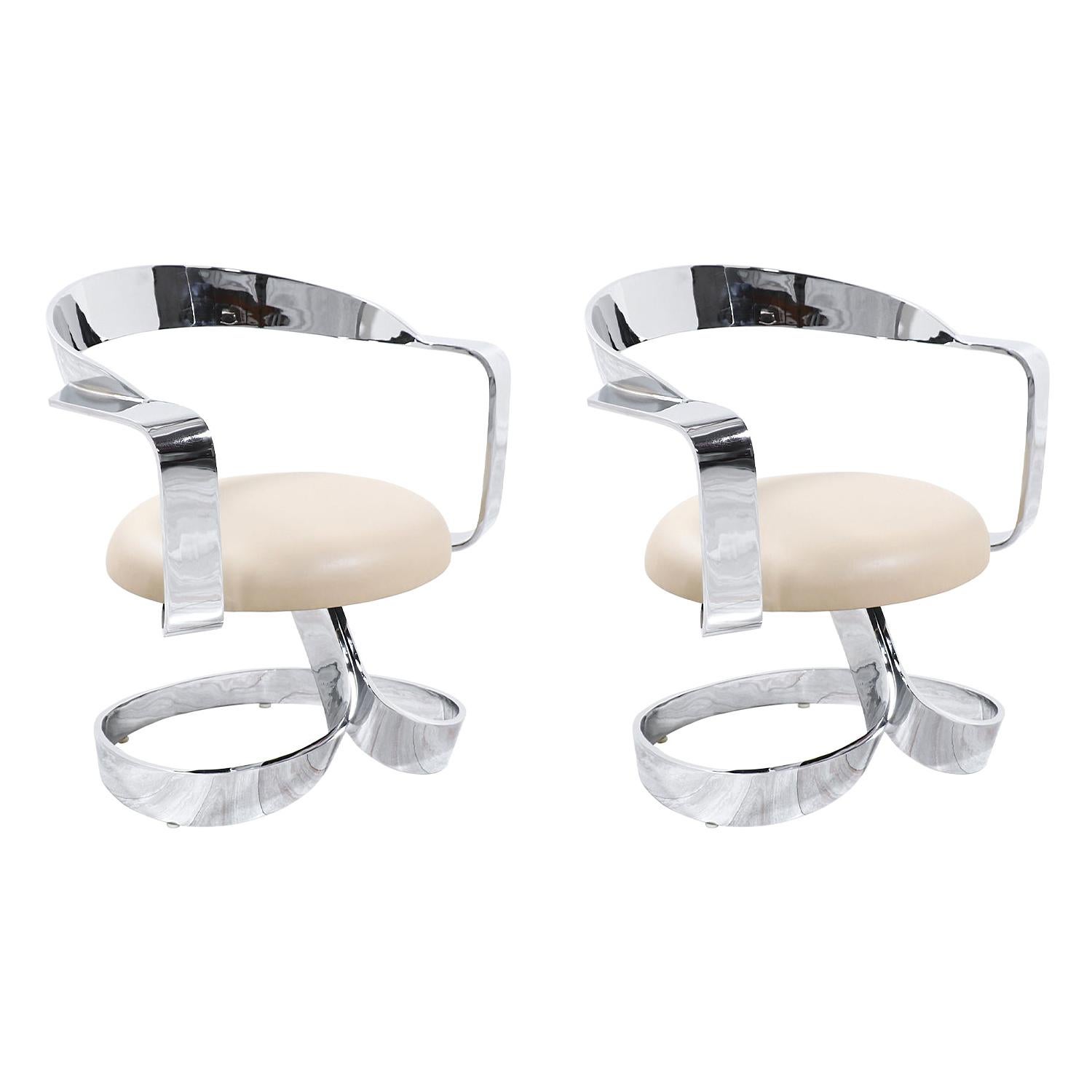Sapientemente restaurate - Sedie girevoli in stile Midcentury Chrome Ribbon