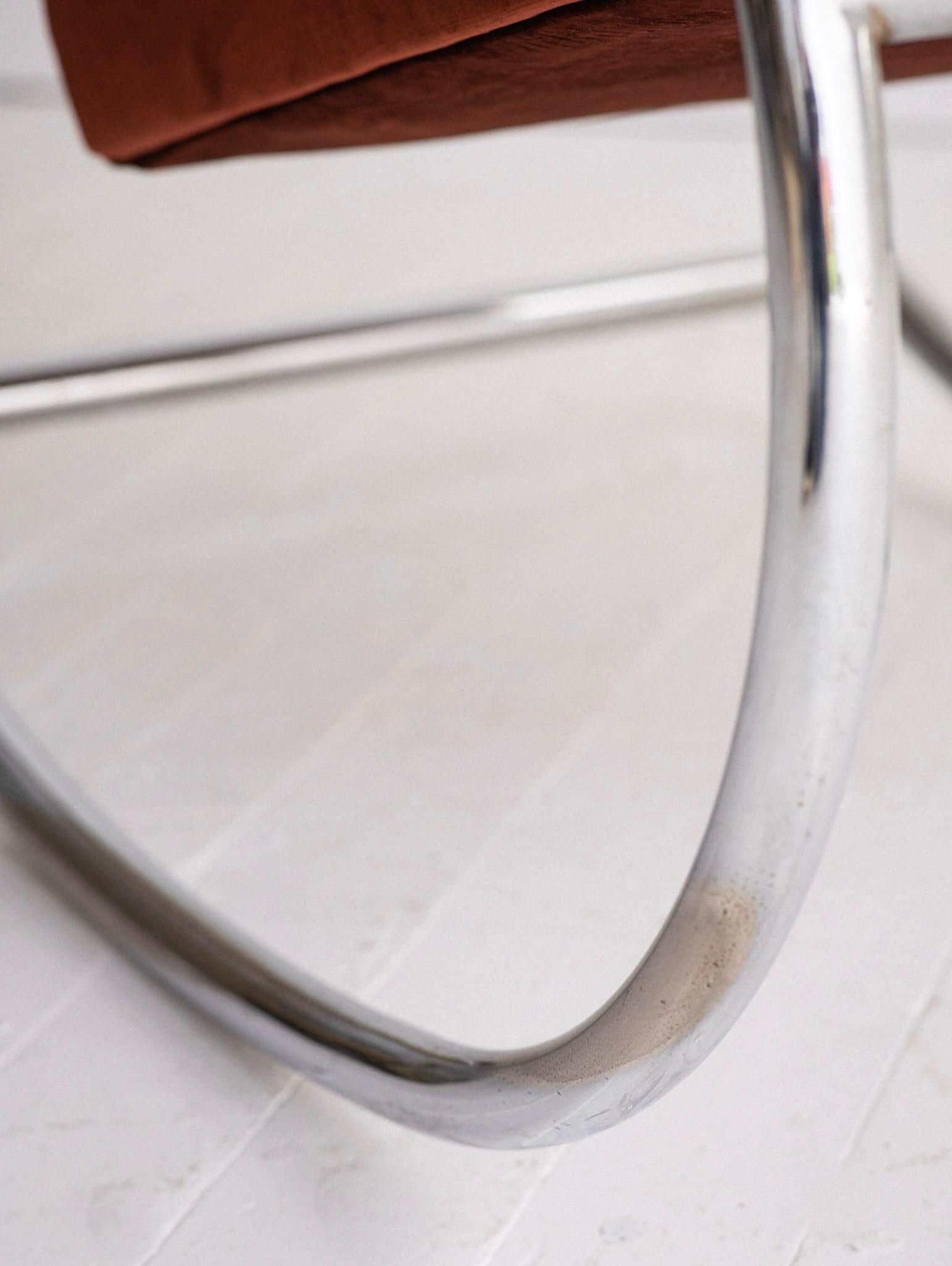 Mid Century Chrome Rocking Chair in Rust Velvet at 1stDibs | rust ...