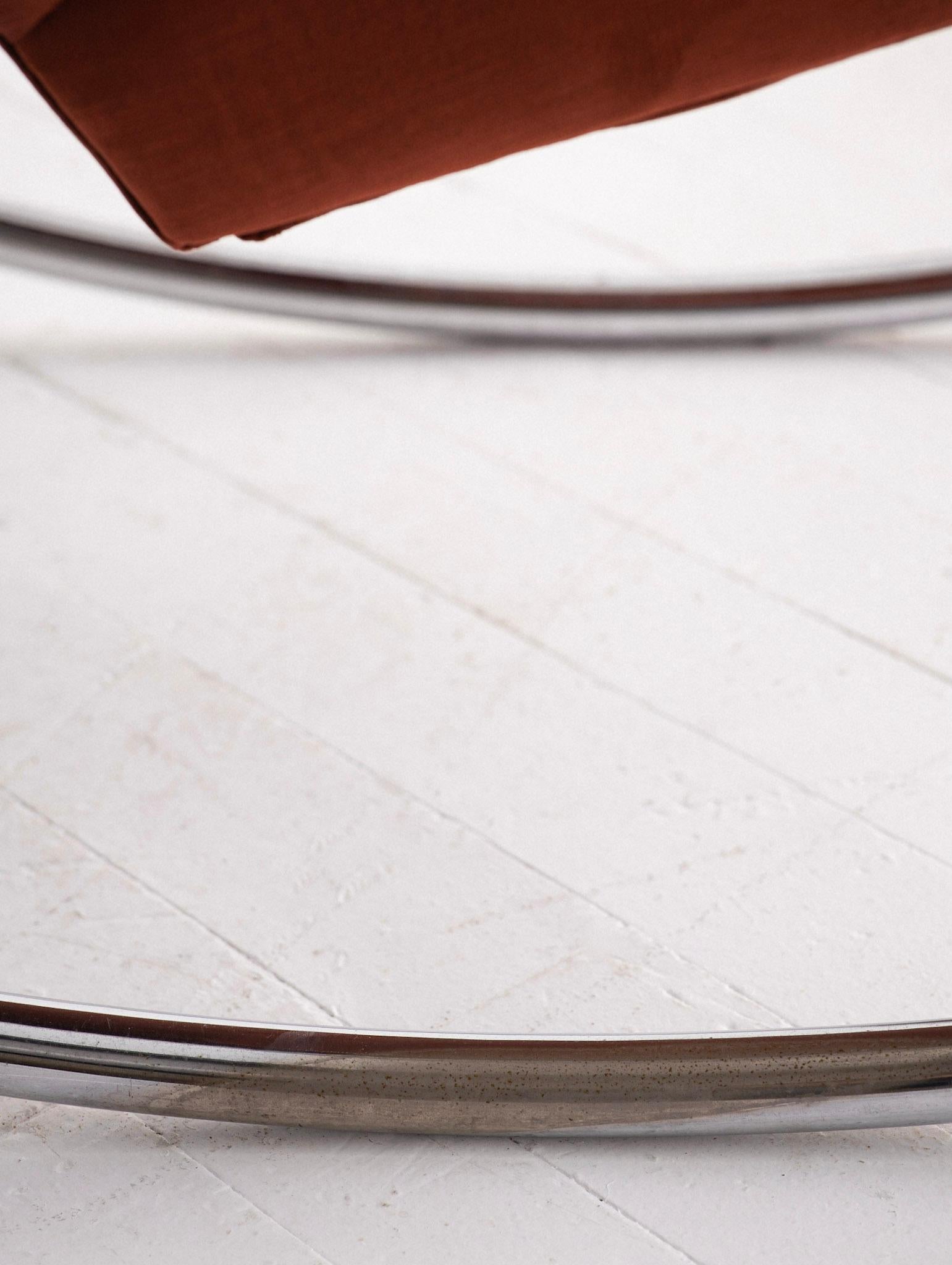 Mid Century Chrome Rocking Chair in Rust Velvet at 1stDibs | rust ...