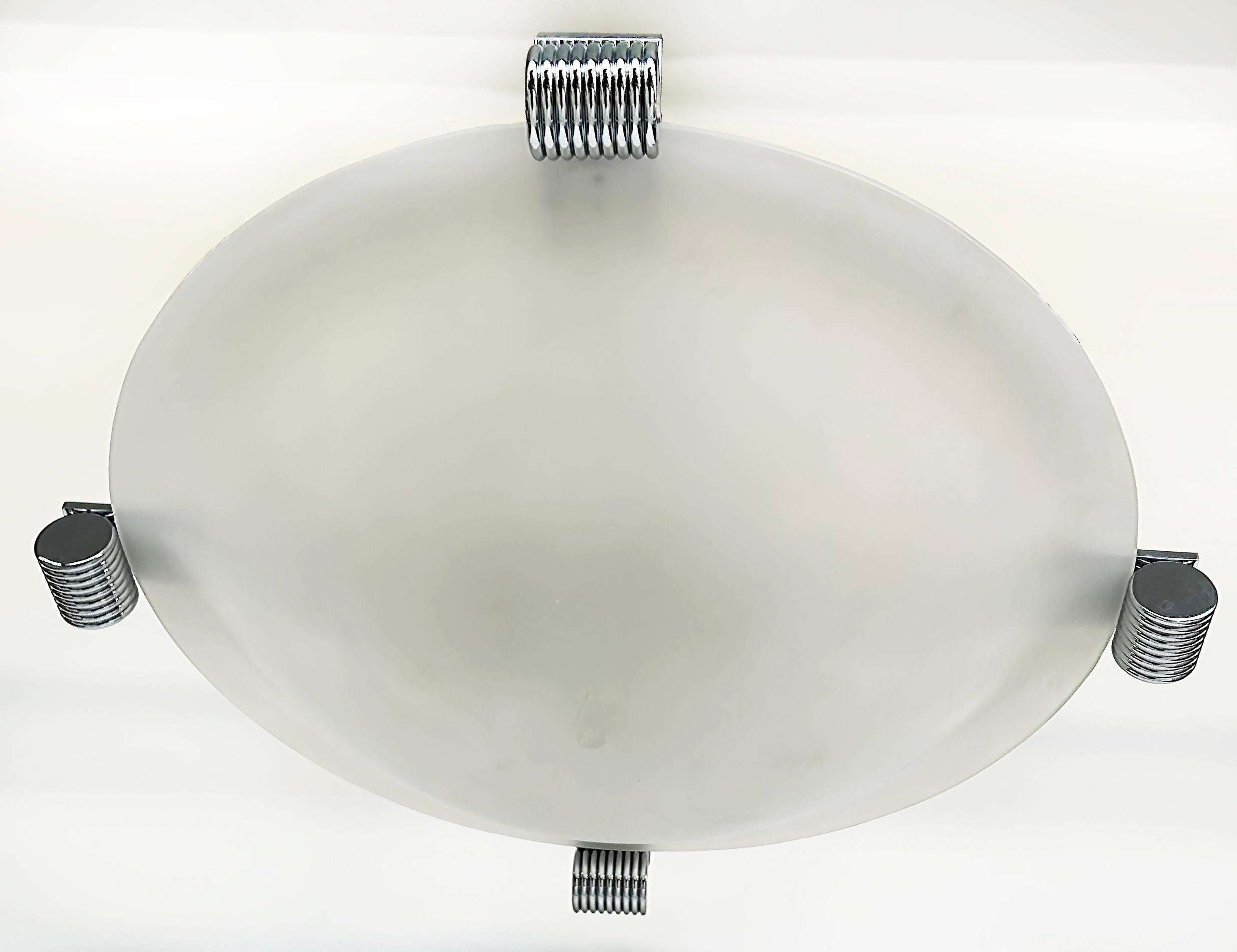Mid-Century Modern Mid-century Chrome Semi-flush Mount Ceiling Fixture in Acrylic For Sale