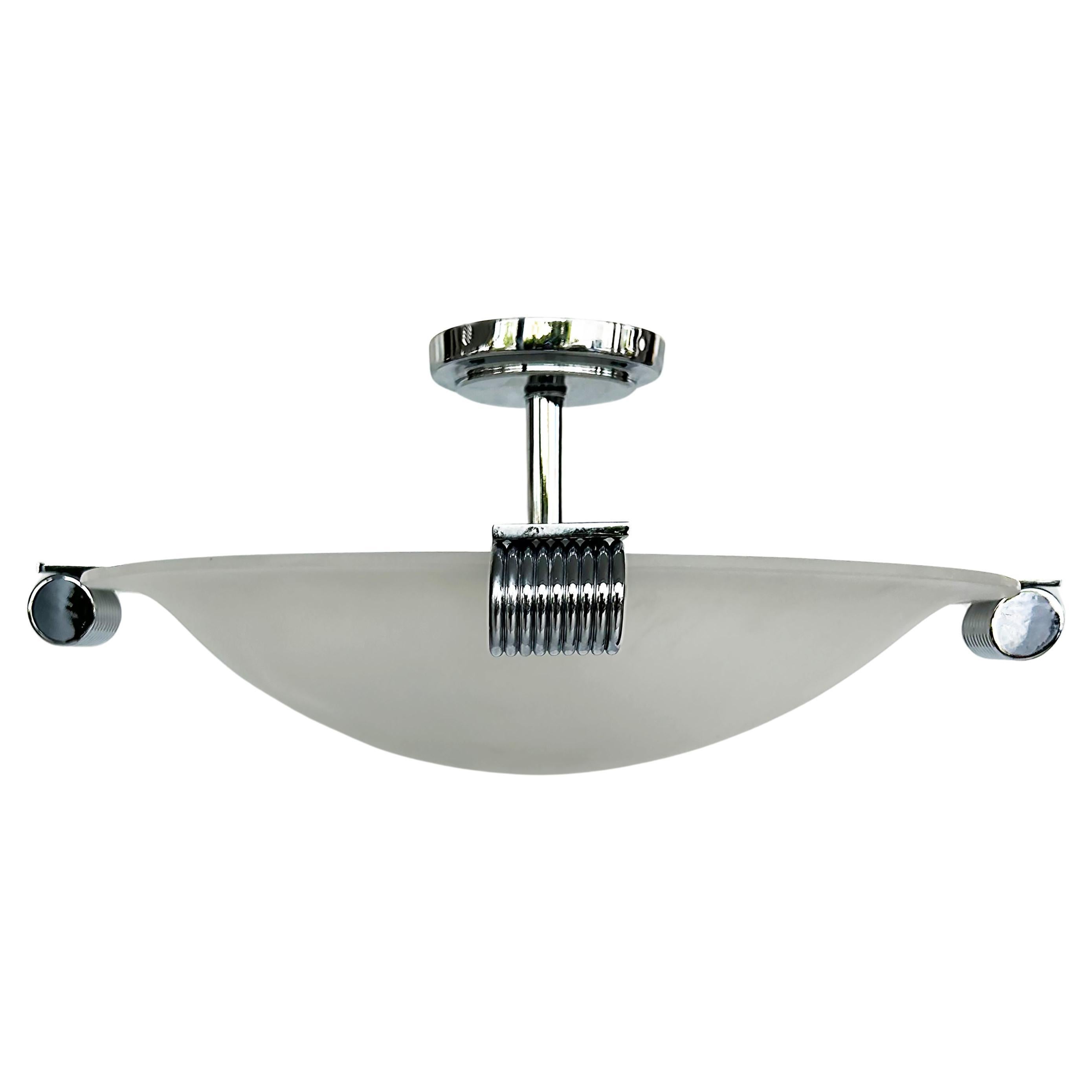 Mid-century Chrome Semi-flush Mount Ceiling Fixture in Acrylic For Sale