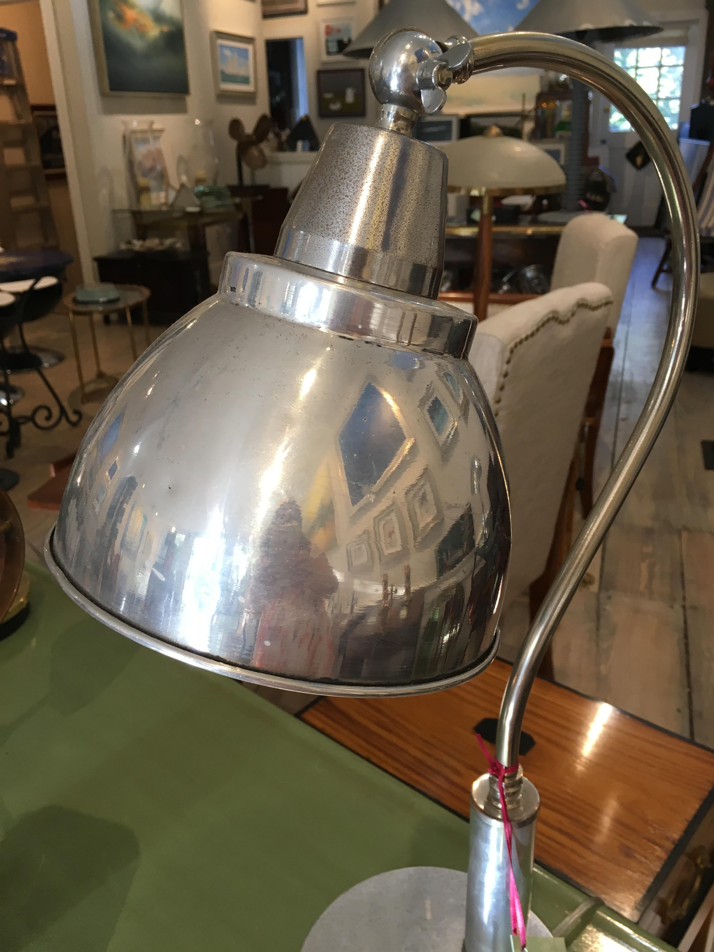 Industrial Mid-Century Modern Nautical Chrome Ship's Adjustable Table Lamp For Sale