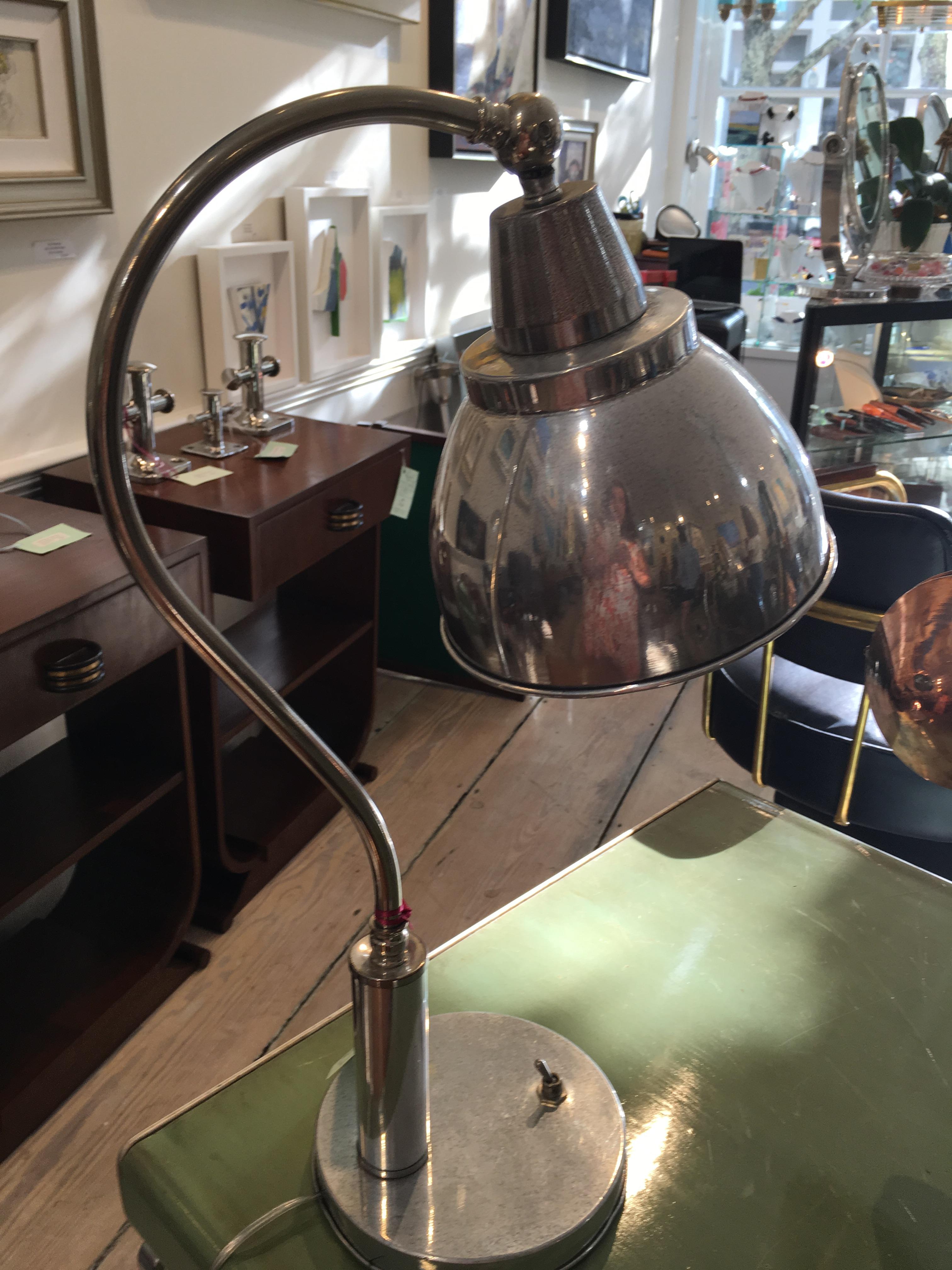 20th Century Mid-Century Modern Nautical Chrome Ship's Adjustable Table Lamp For Sale