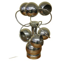 Mid-Century Chrome Sputnik Table Lamp with 6 Chrome Shades