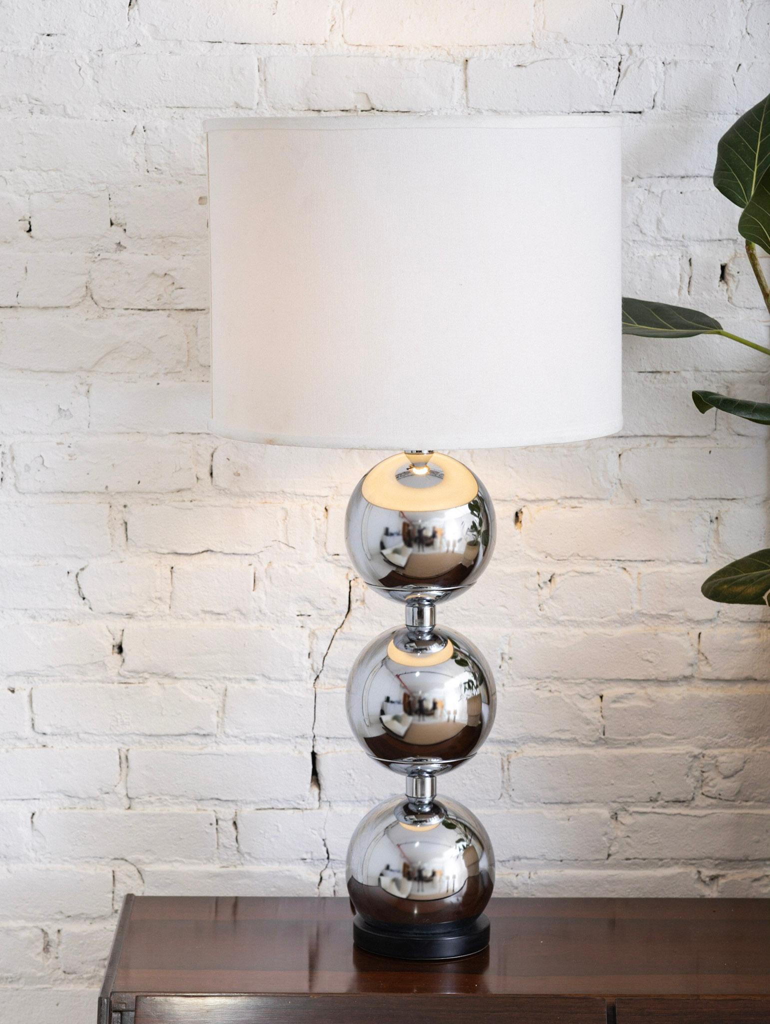 Mid-20th Century Mid Century Chrome Stacked Sphere Table Lamp For Sale