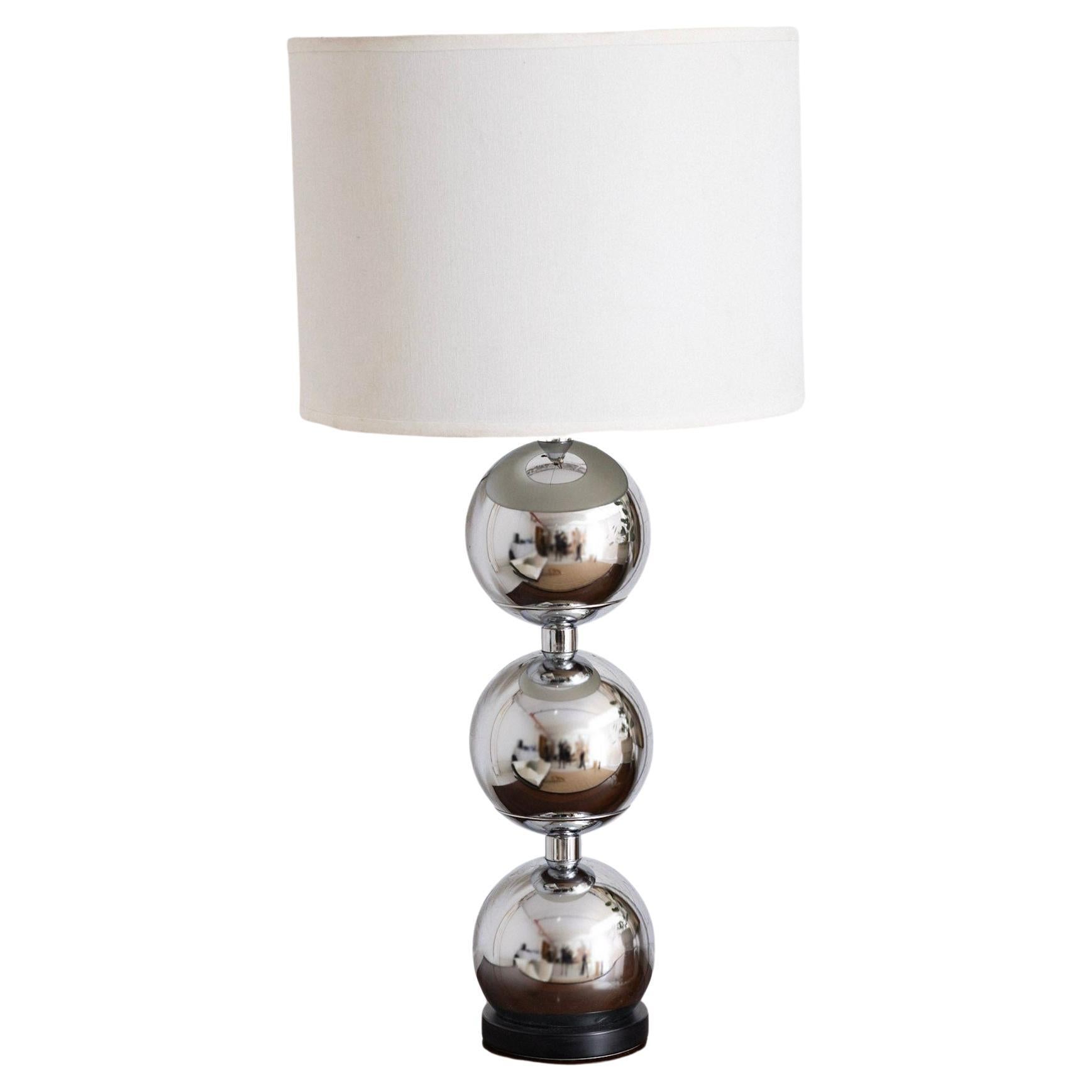 Mid Century Chrome Stacked Sphere Table Lamp
