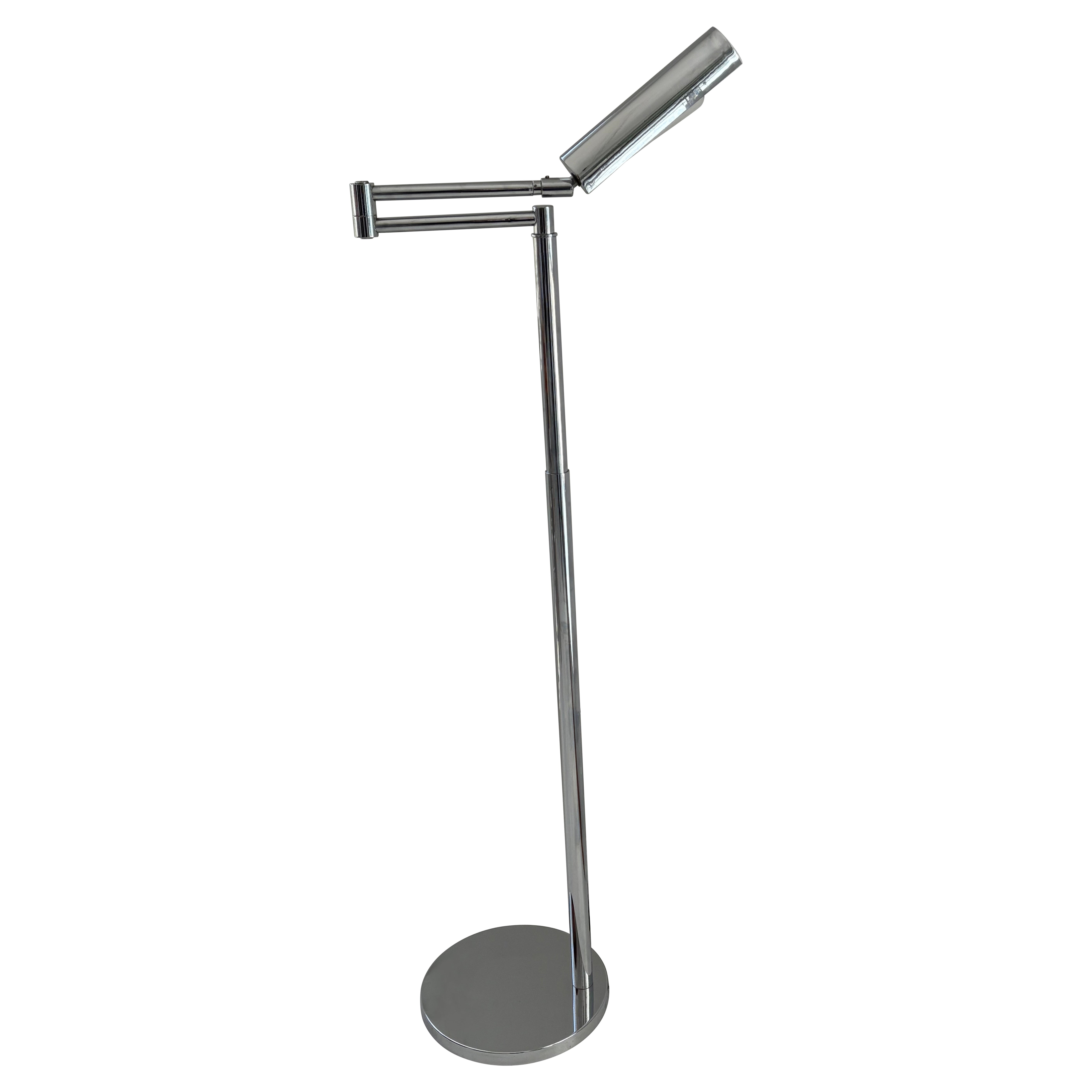 Mid Century Chrome Swing Arm Adjustable Floor Lamp